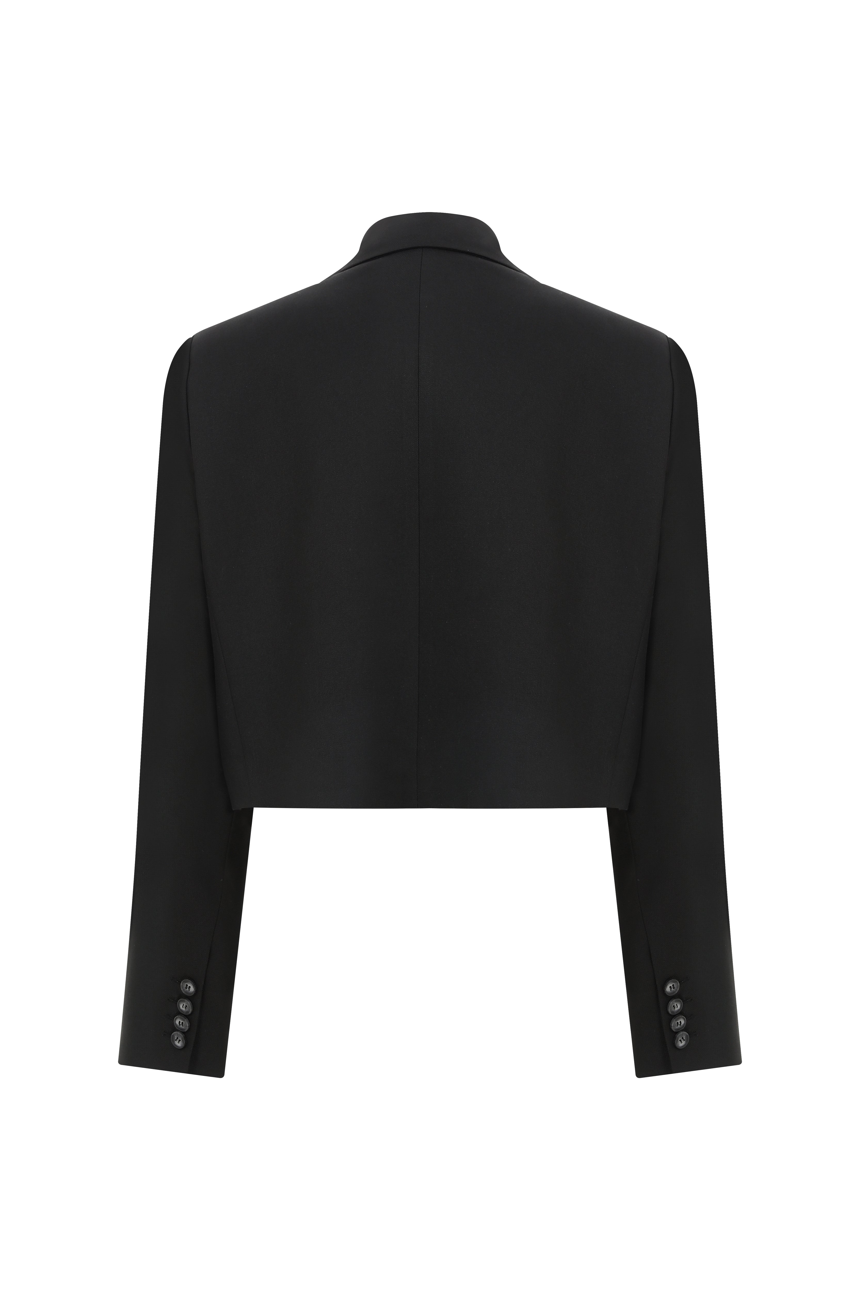 Nazlı Ceren-Boxy Cropped Ceket Siyah-Coats & Jackets-7-Milagron.com