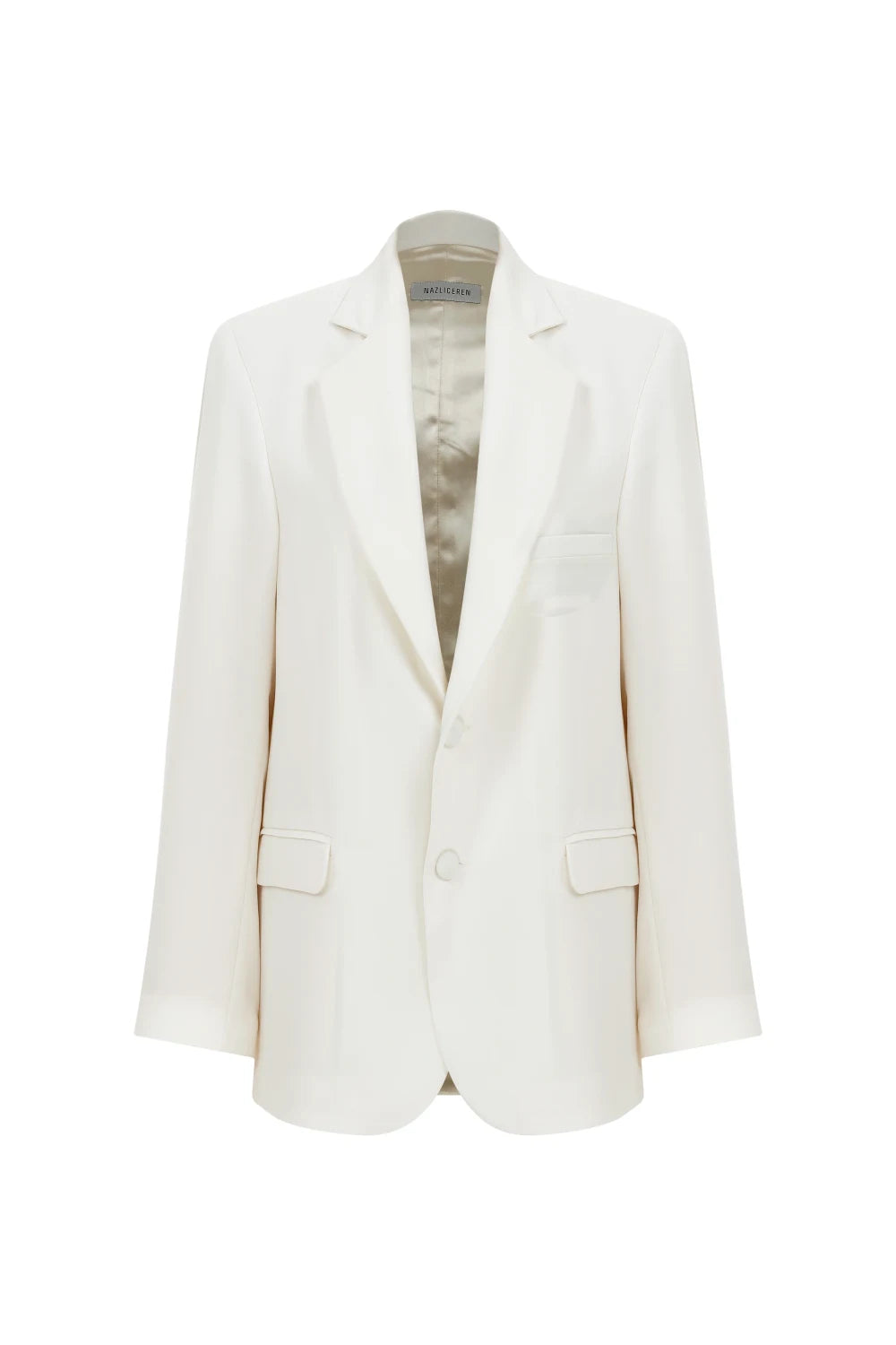 Nazlı Ceren-Boxy Oversize Blazer Blanche-Ceket-3-Milagron.com