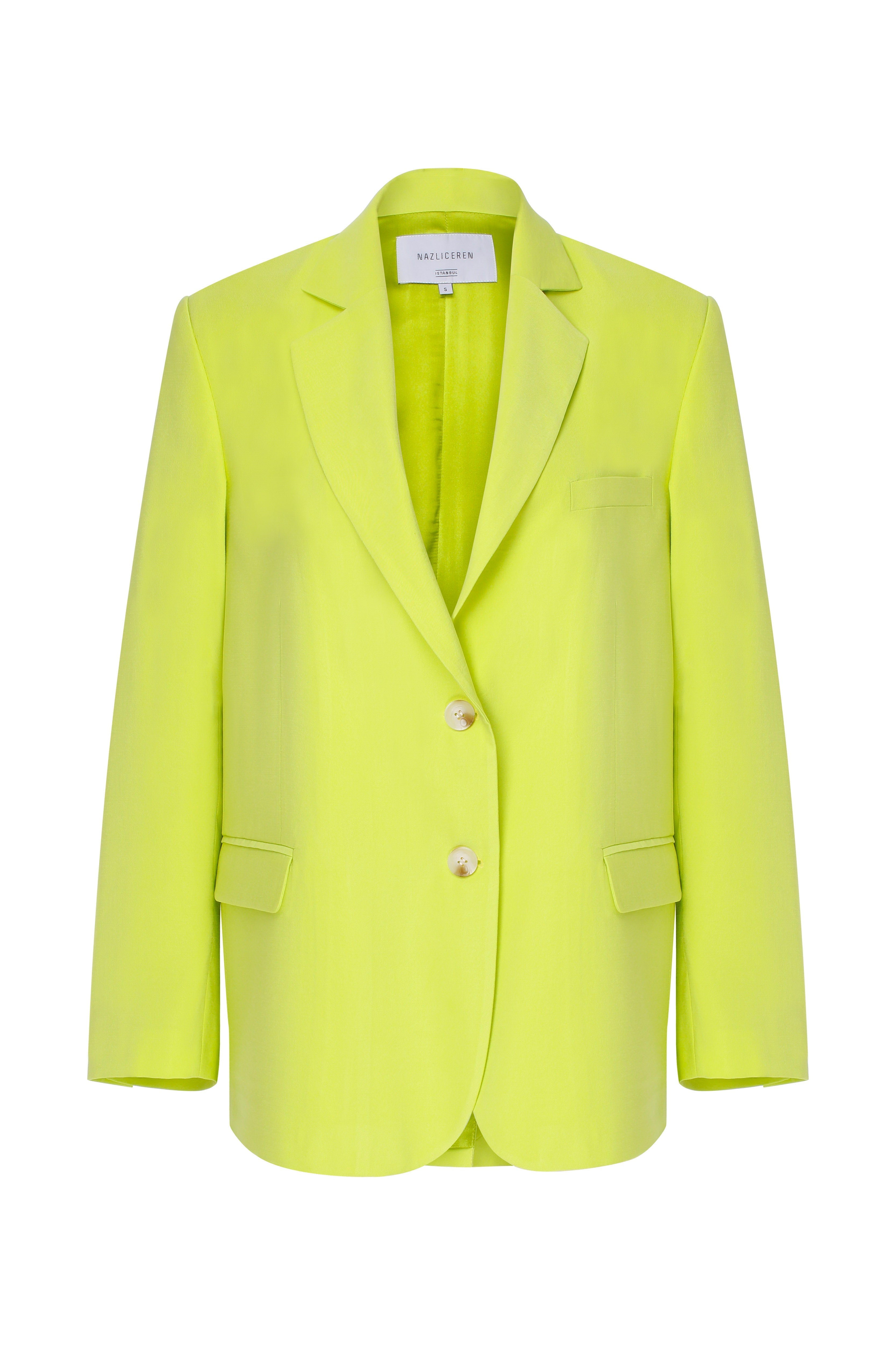 Nazlı Ceren-Boxy Oversize Blazer Lime-Ceket-1-Milagron.com