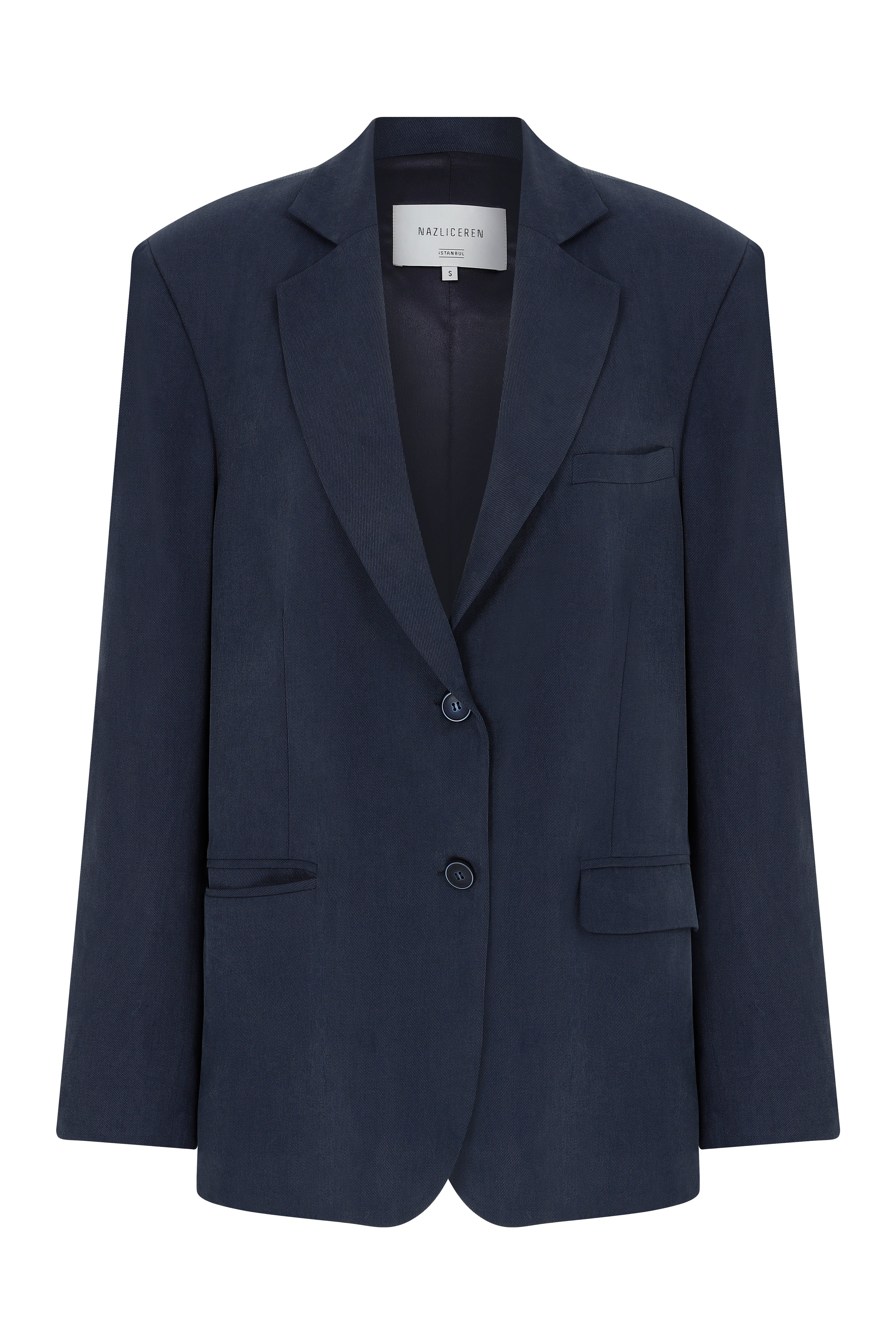 Nazlı Ceren-Boxy Oversize Blazer Navy Blue-Ceket-1-Milagron.com