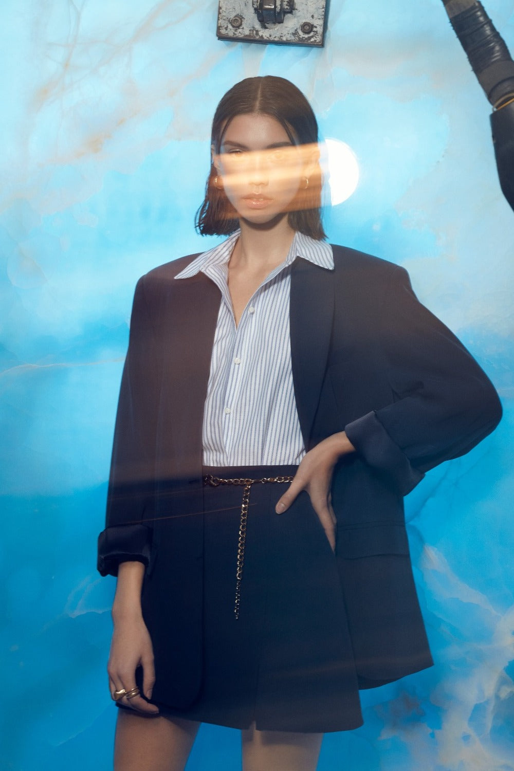 Nazlı Ceren-Boxy Oversize Blazer Navy Blue-Ceket-6-Milagron.com