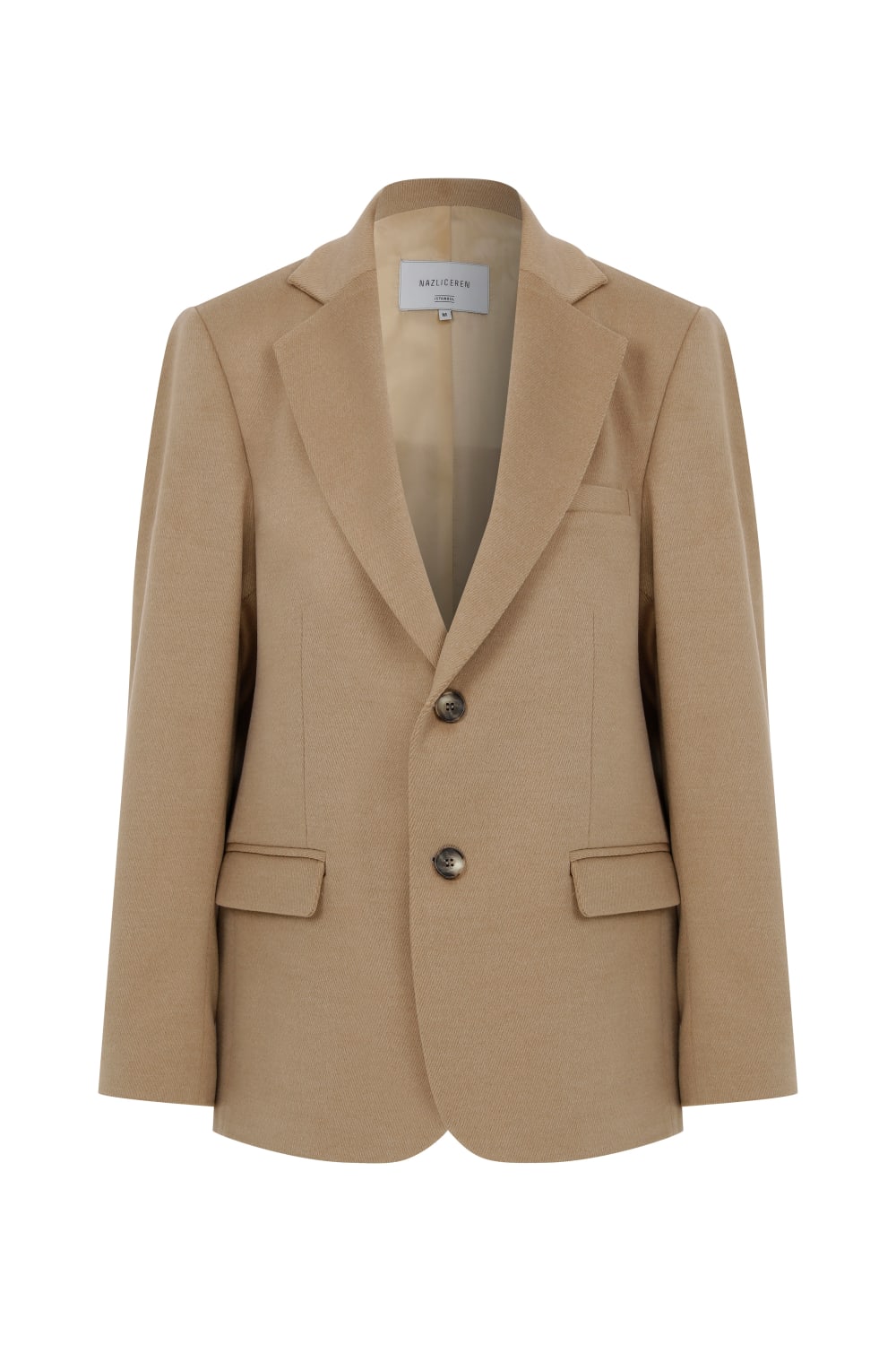 Nazlı Ceren-Boxy Oversize Yün Blazer Camel-Ceket-1-Milagron.com