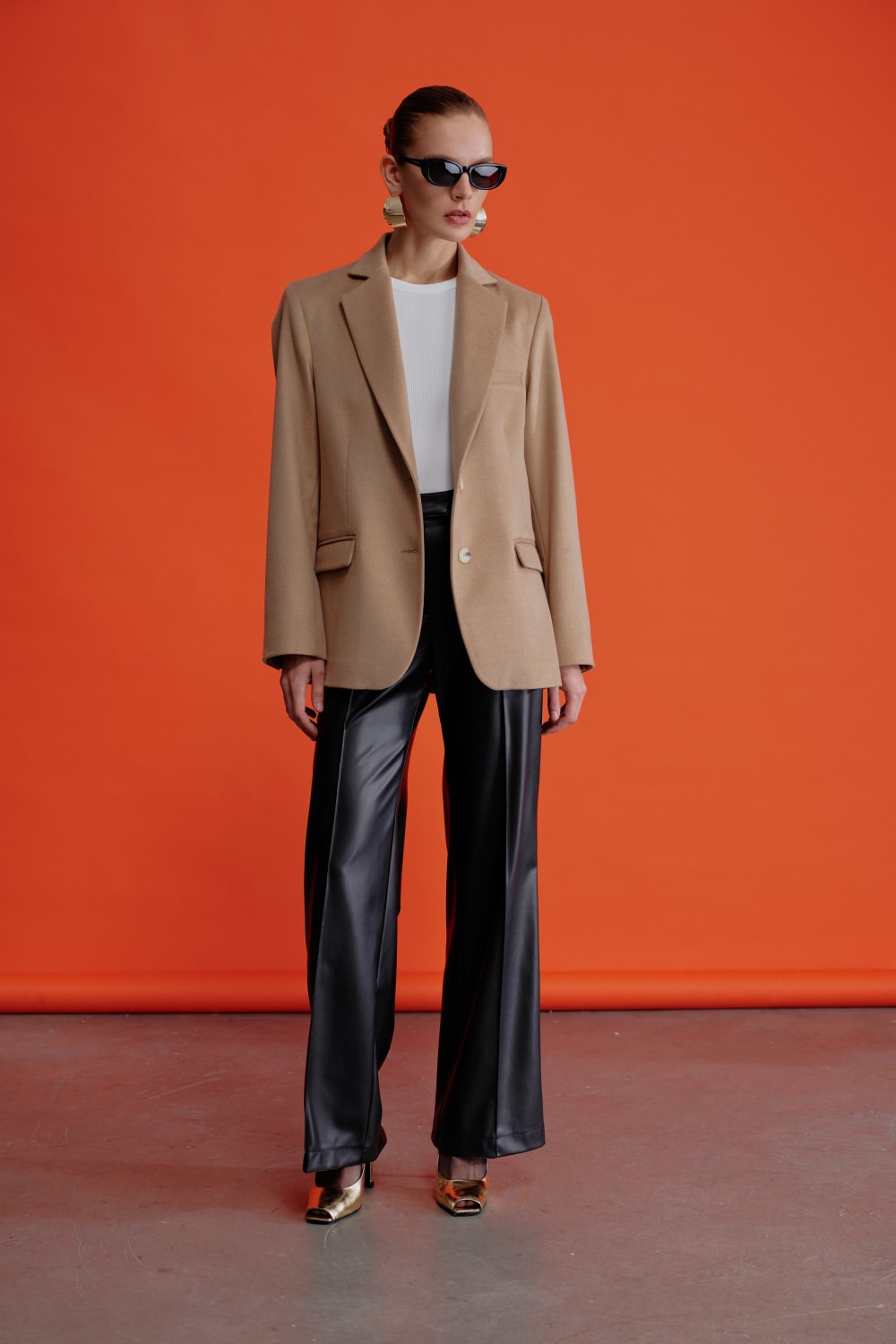 Nazlı Ceren-Boxy Oversize Yün Blazer Camel-Ceket-6-Milagron.com