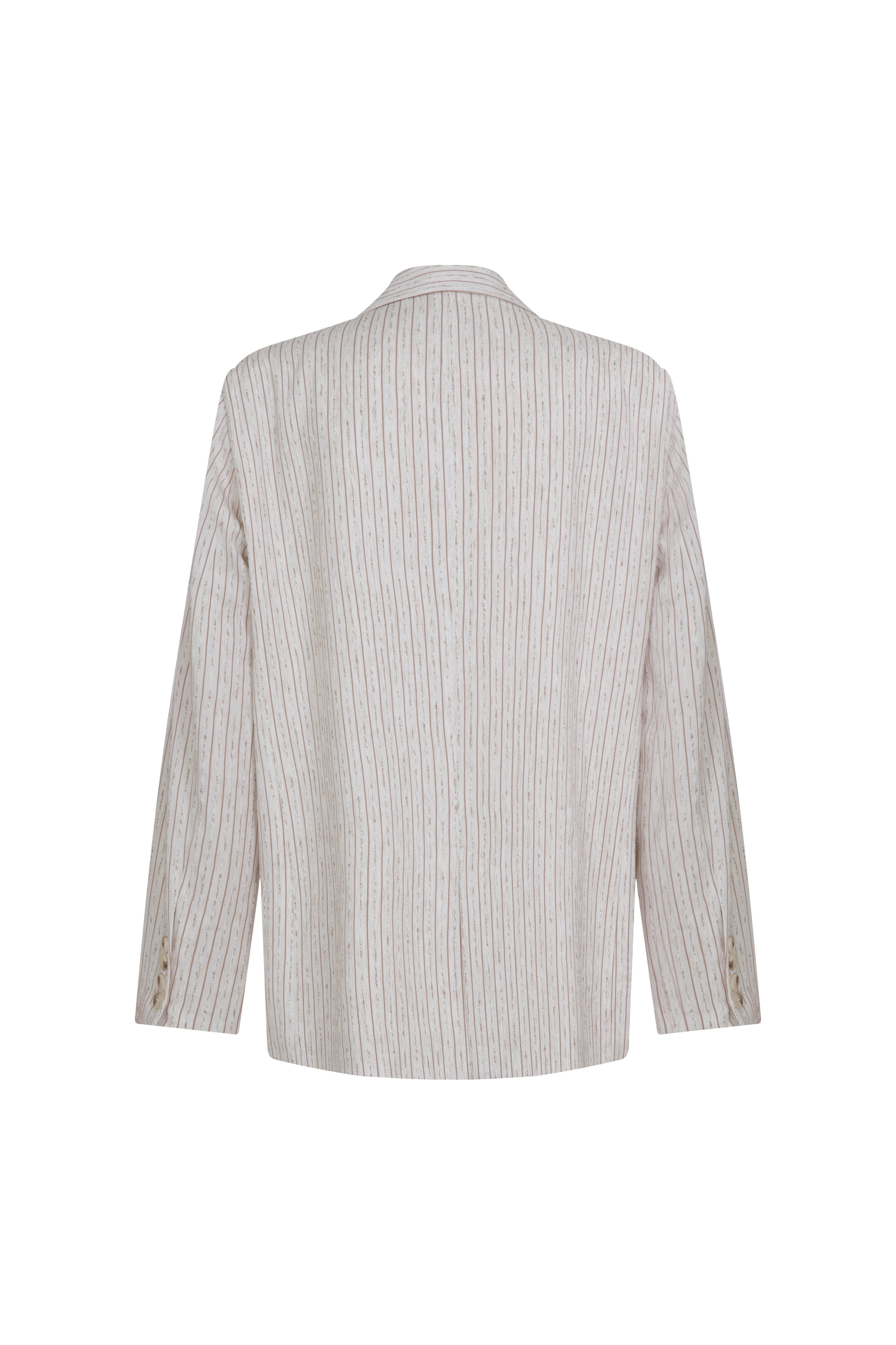 Nazlı Ceren-Boxy Oversize çizgili Keten Blazer Walnut-Ceket-9-Milagron.com