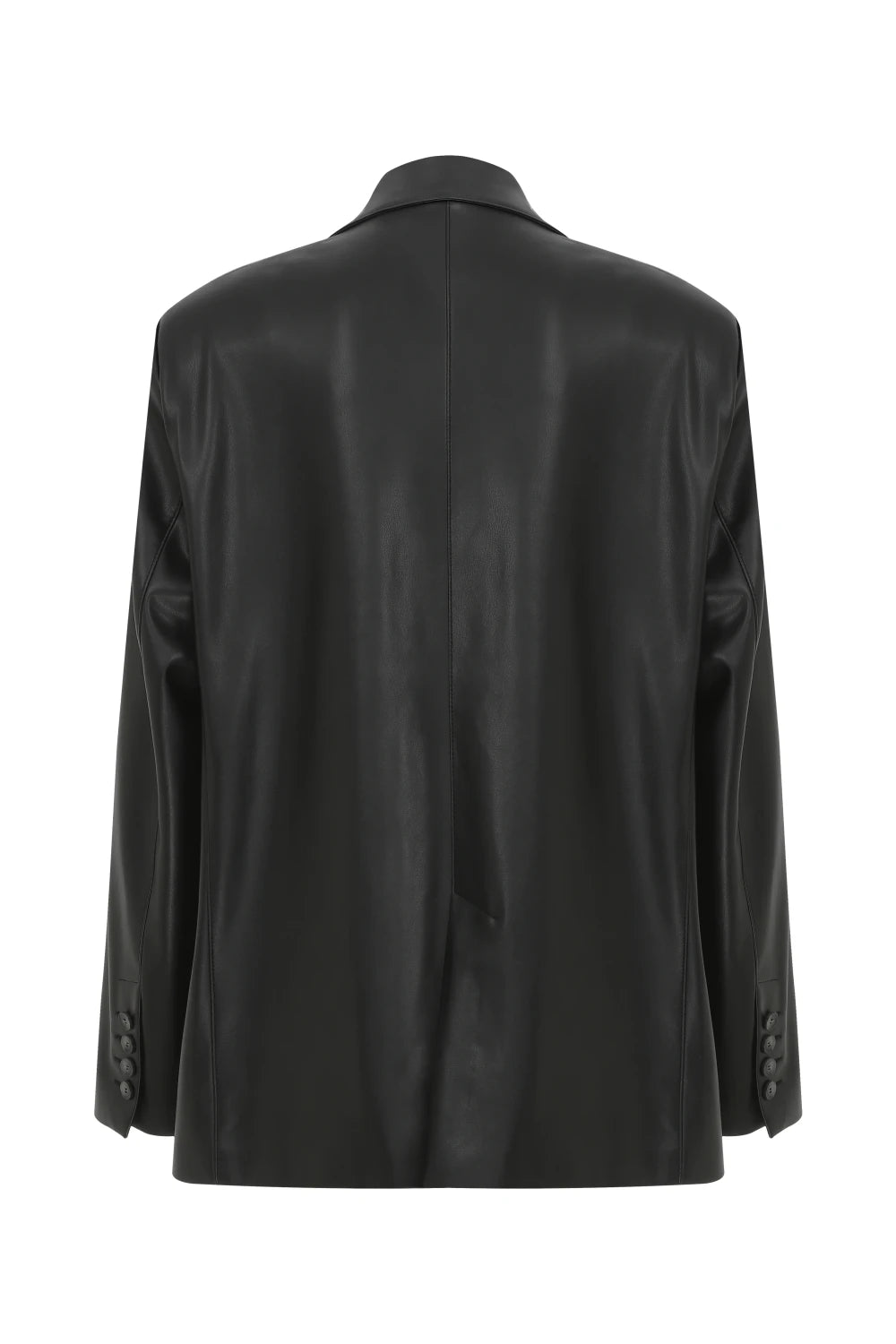 Nazlı Ceren-Boxy Vegan Deri Oversize Blazer Noire-Deri Mont-3-Milagron.com