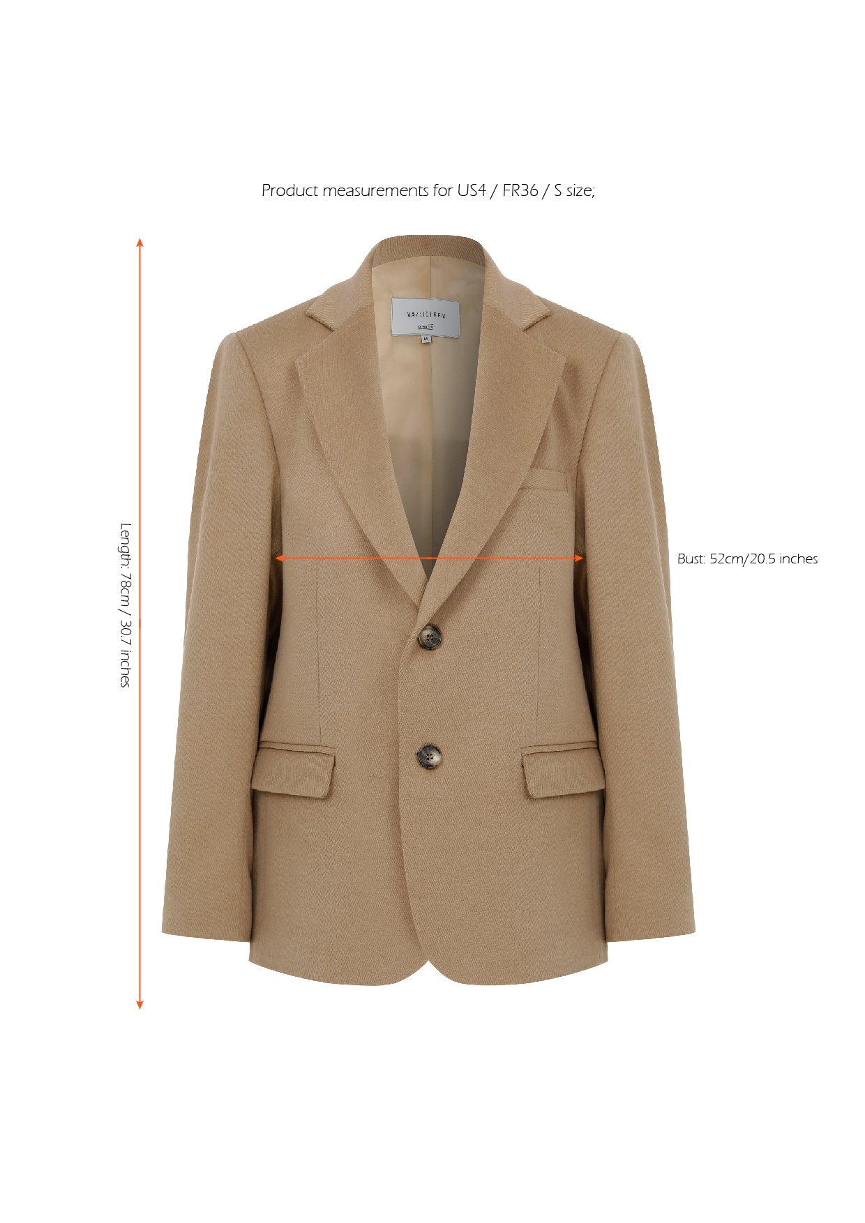 Boxy Yün Blazer Açık Kahverengi