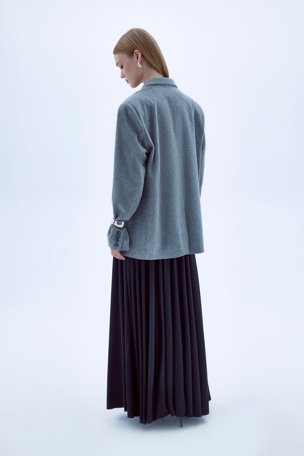 Nazlı Ceren-Boxy Yün Blazer Gri-Ceket-4-Milagron.com