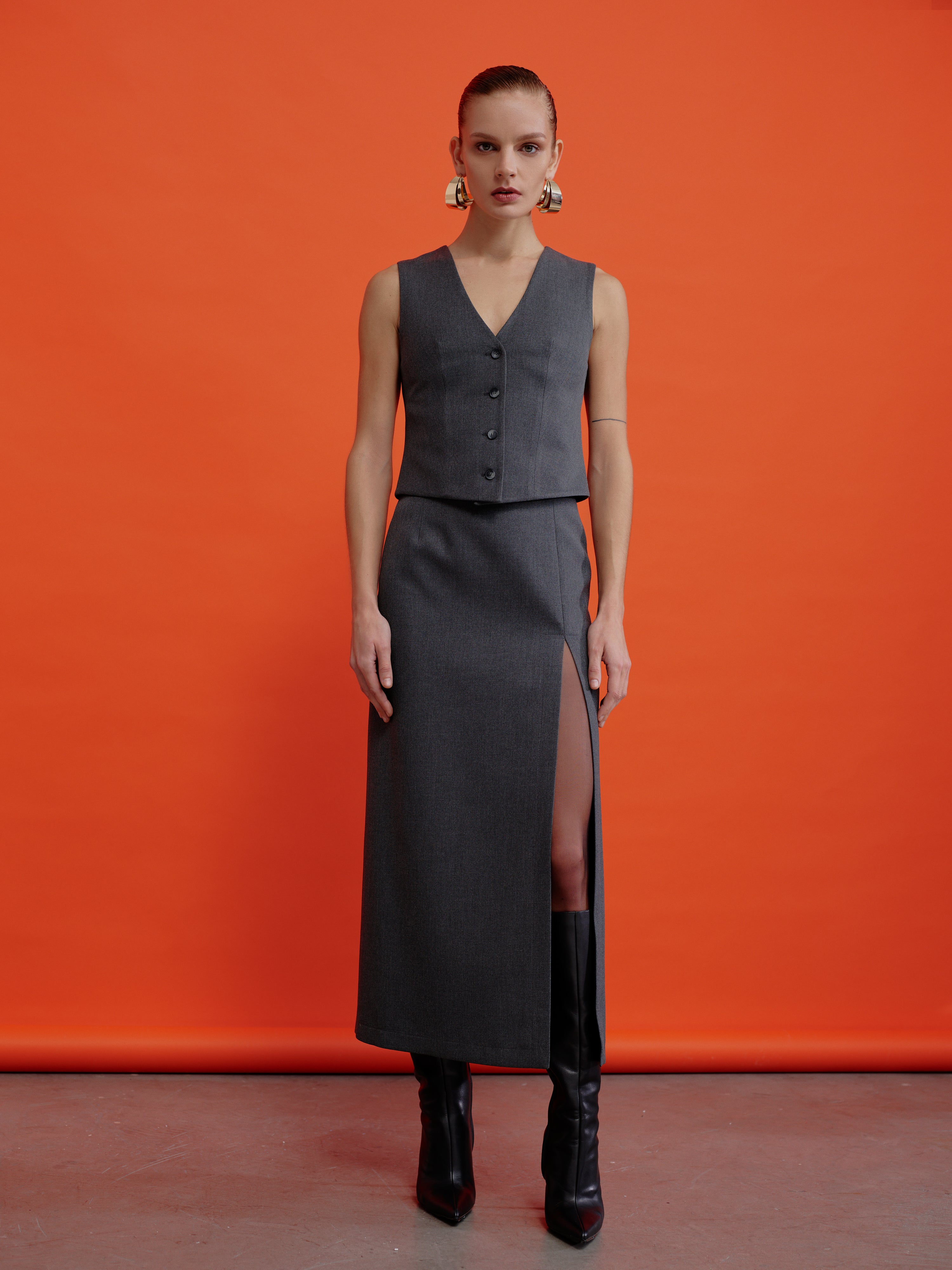 Nazlı Ceren-Brita Yelek Gri-Yelek-4-Milagron.com