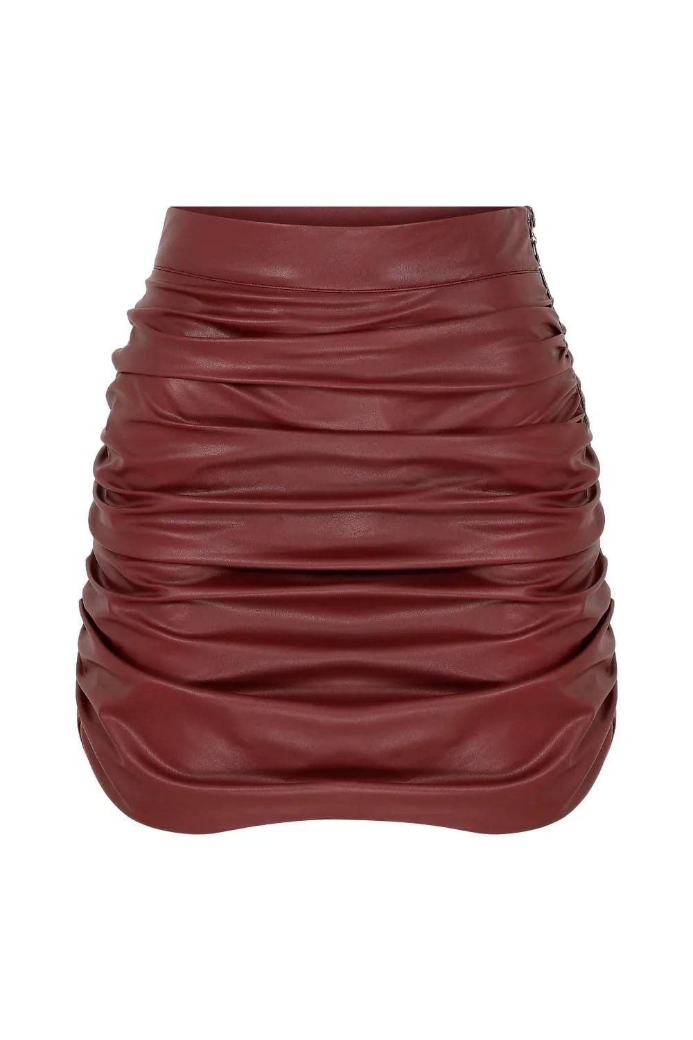 Nazlı Ceren-Chels Vegan Deri Mini Etek Red-Etek-1-Milagron.com