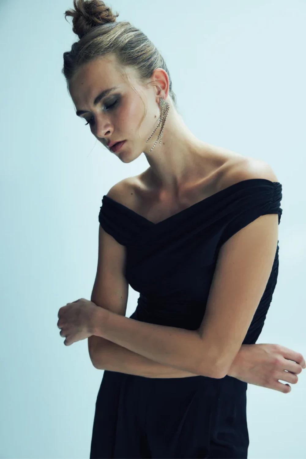 Nazlı Ceren-Cheri Jarse Bluz Siyah-T-Shirts-4-Milagron.com