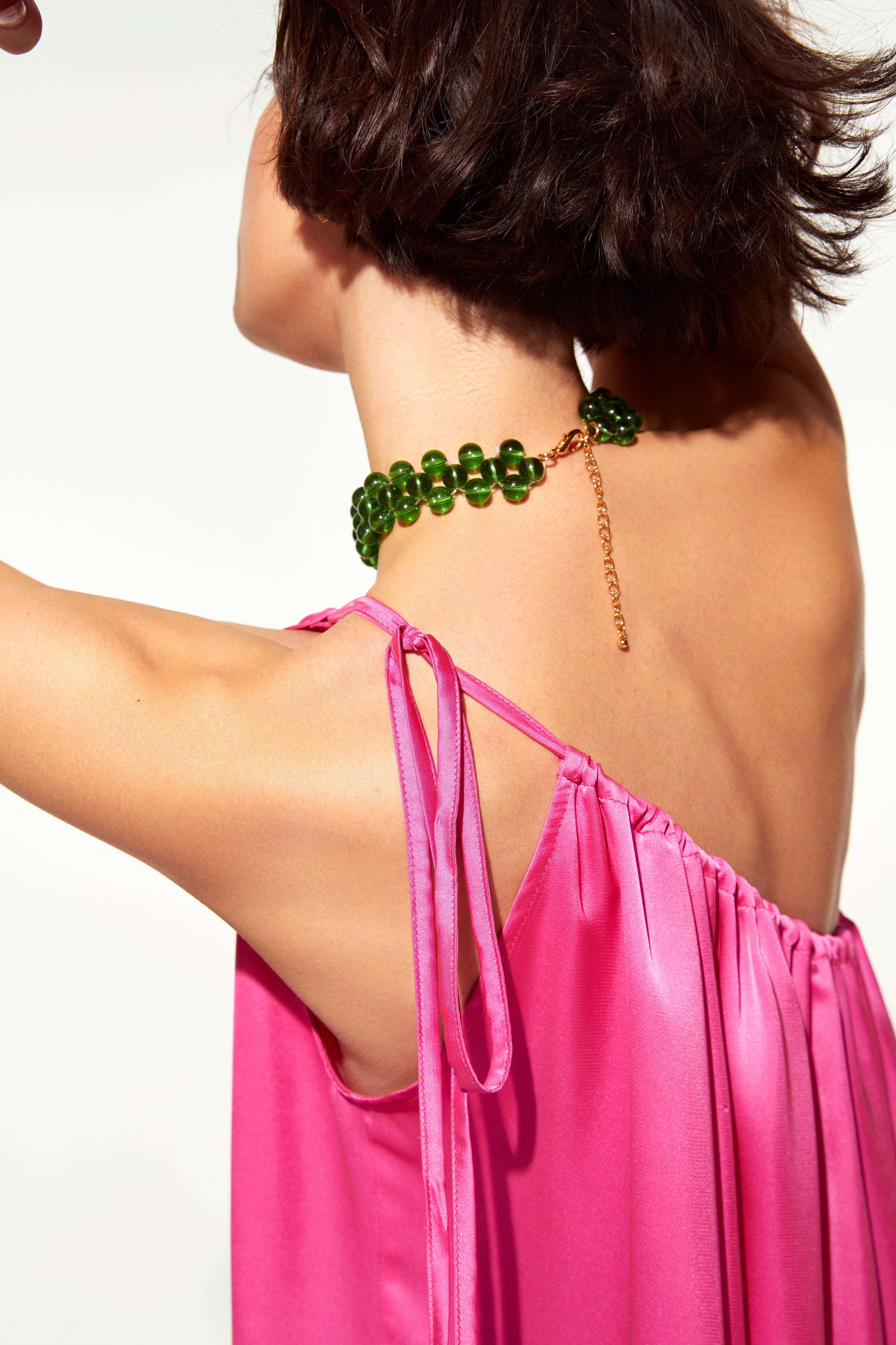 Nazlı Ceren-Chrissy Tek Omuz Saten Elbise Fuschia-Elbise-5-Milagron.com