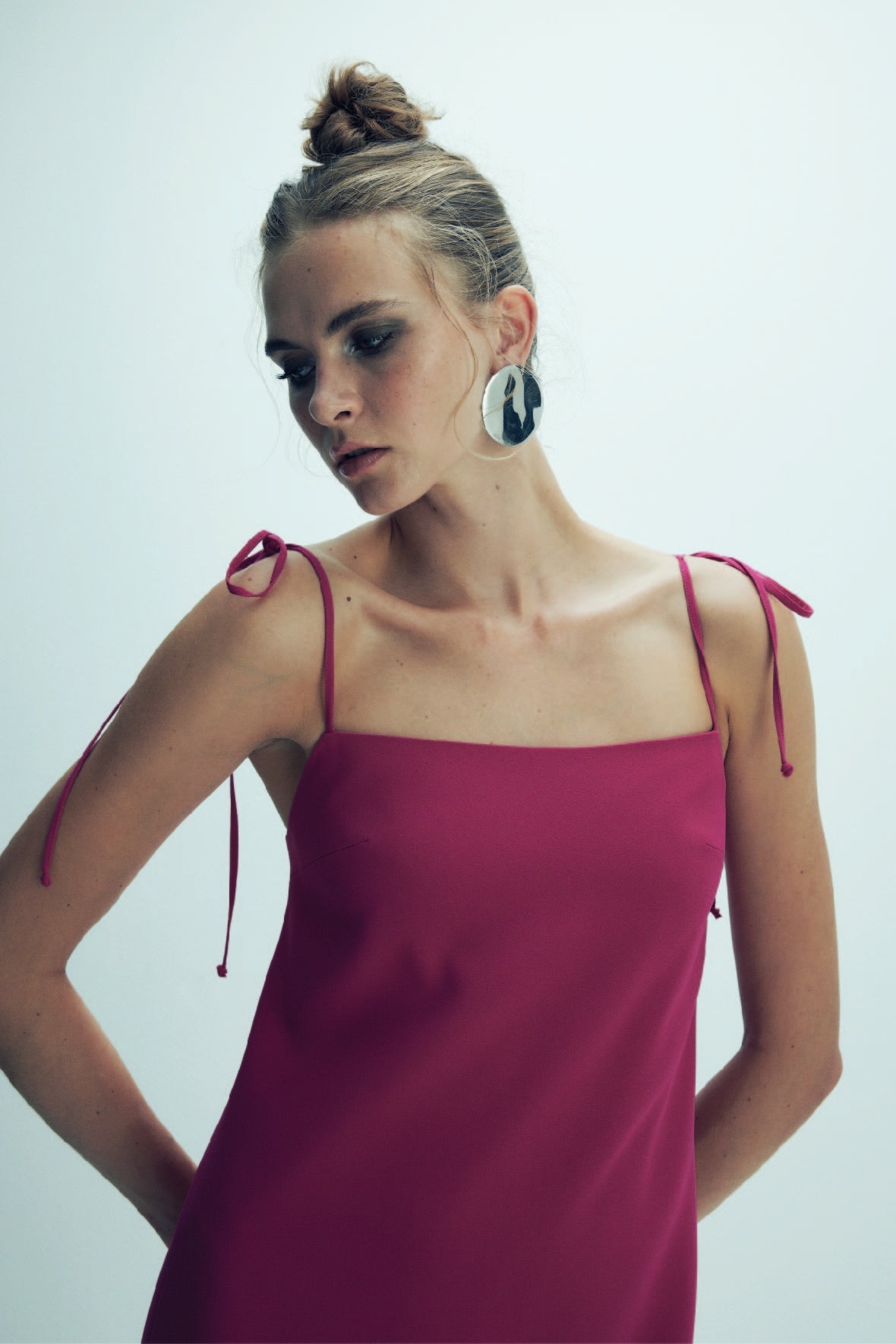 Nazlı Ceren-Ellie Krep Mini Elbise Raspberry Sorbet-Elbise-5-Milagron.com