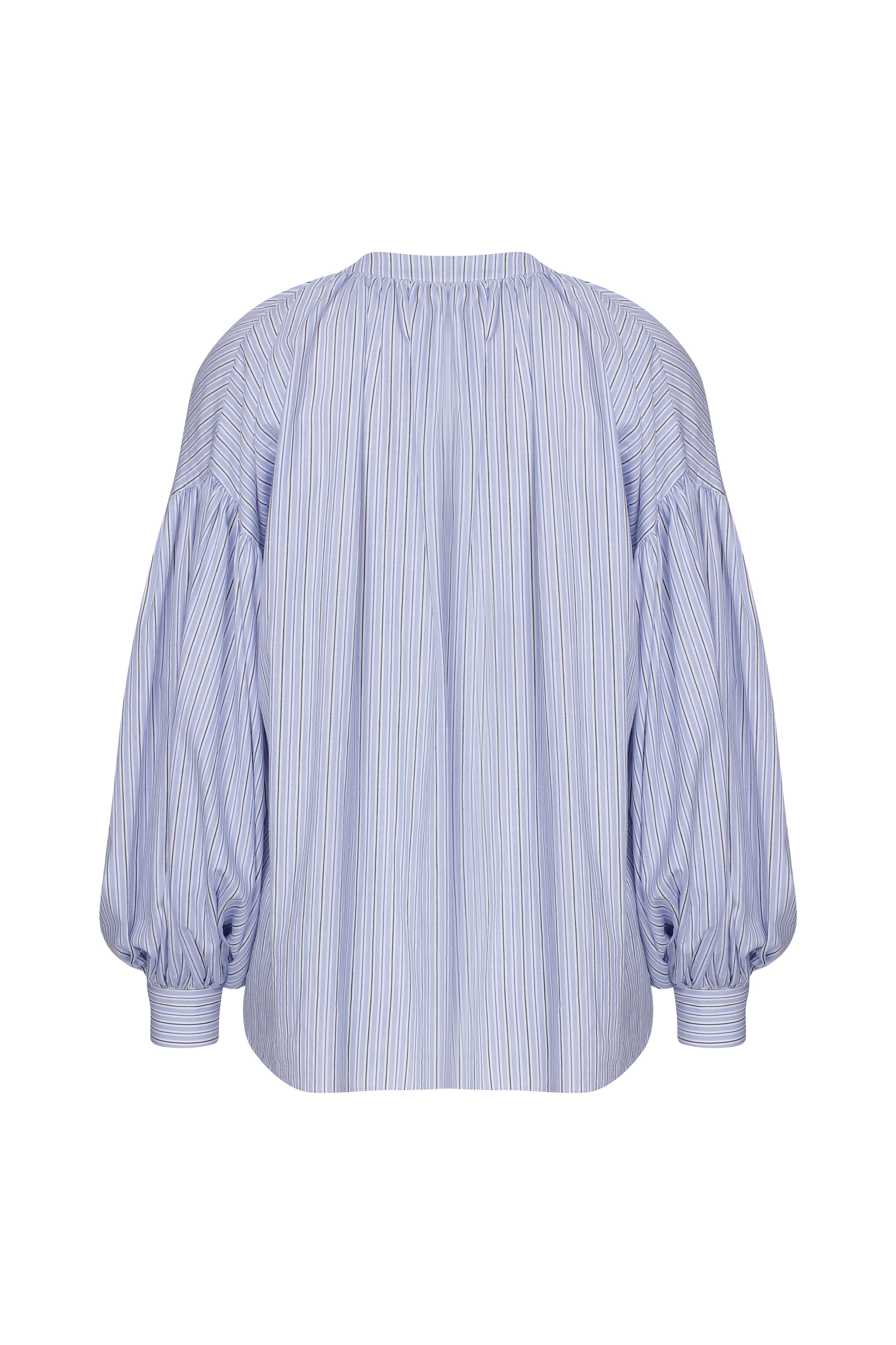 Nazlı Ceren-Eve çizgili Koton Gömlek Blue-Gömlek-3-Milagron.com