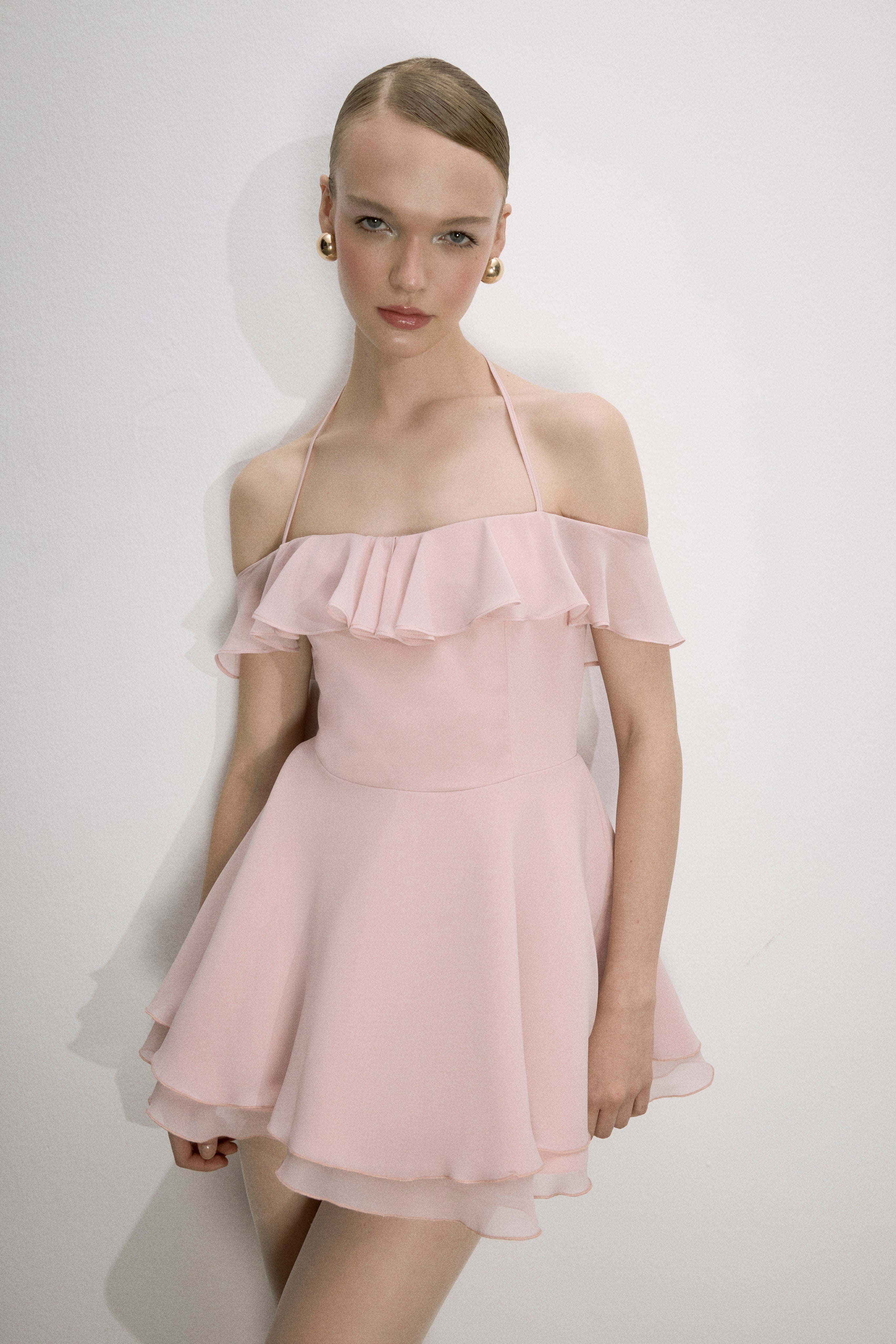 Nazlı Ceren-Evie Mini Elbise Pembe-Dresses-1-Milagron.com