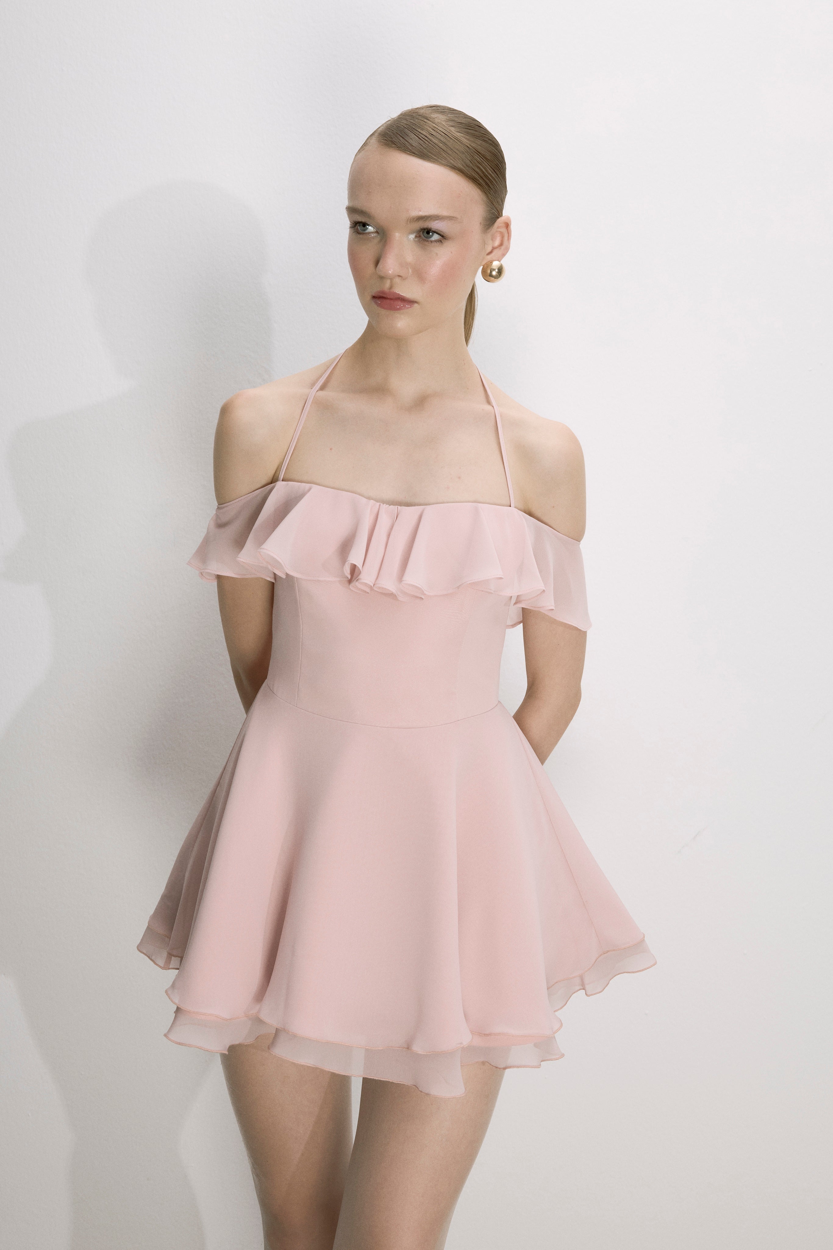 Nazlı Ceren-Evie Mini Elbise Pembe-Dresses-5-Milagron.com