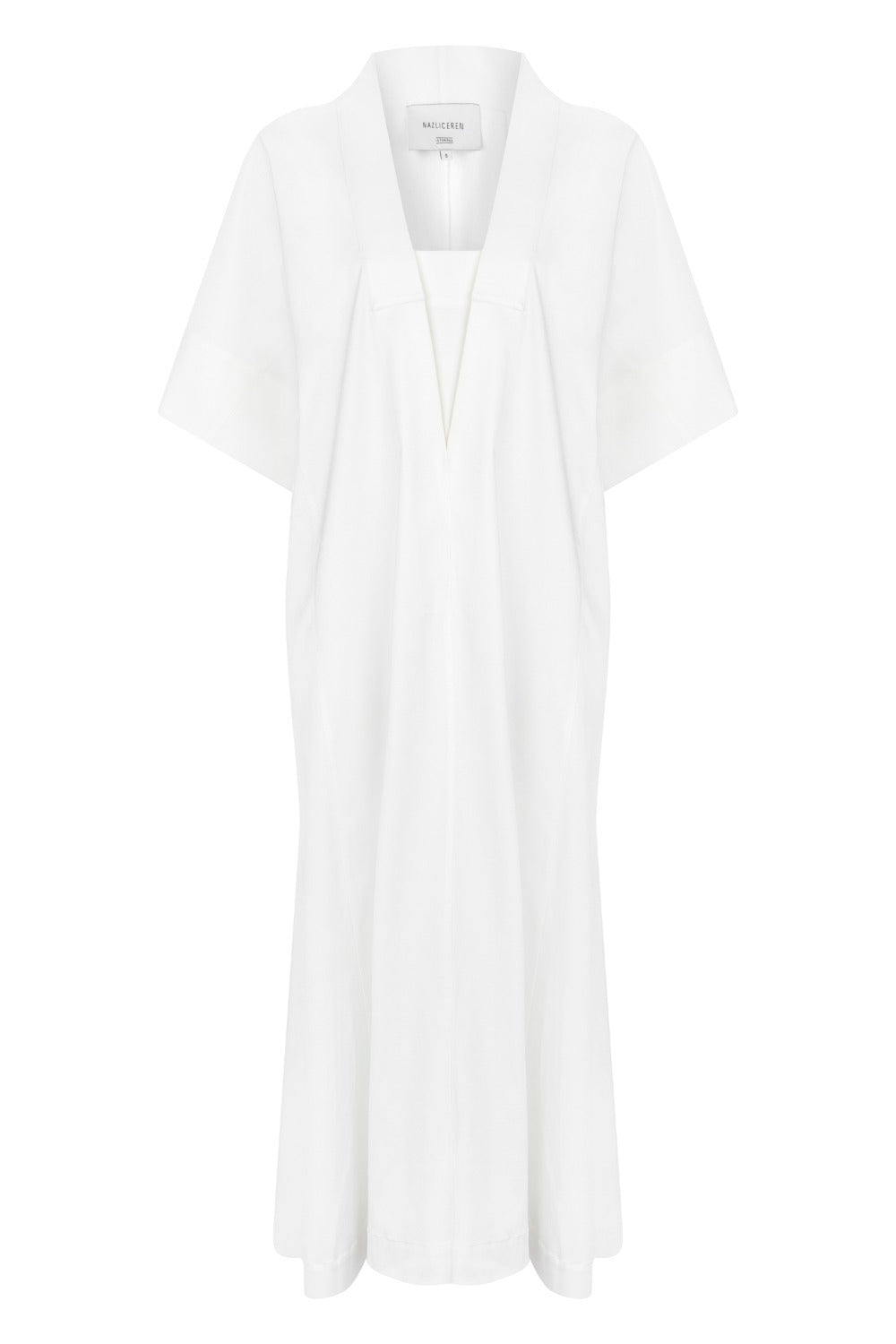 Nazlı Ceren-Gena V Yaka Oversized Koton Elbise-Elbise-1-Milagron.com