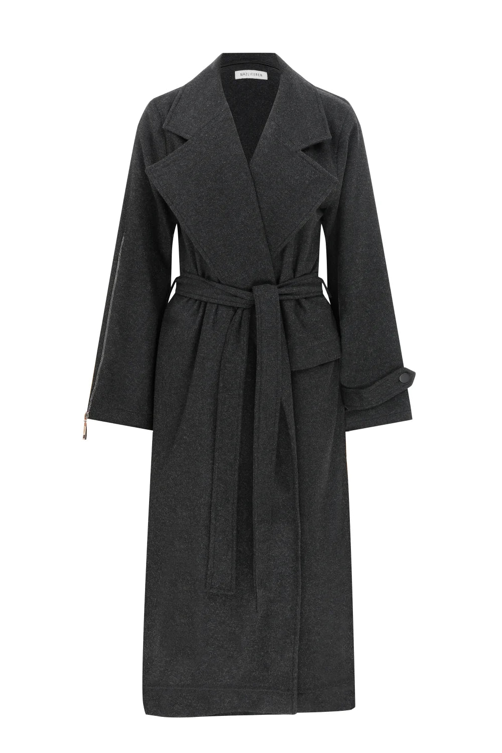 Nazlı Ceren-Isha Yün Palto Koyu Gri-Kaban-3-Milagron.com