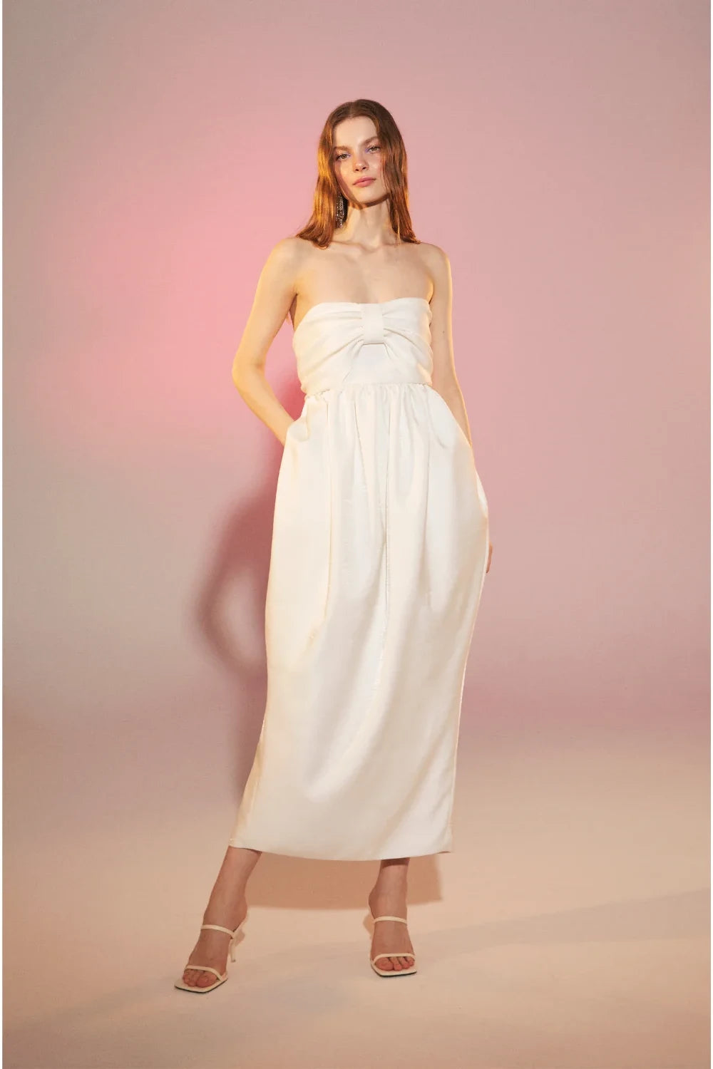 Nazlı Ceren-Jeanne Balon Midi Elbise Blanc De Blanc-Elbise-1-Milagron.com
