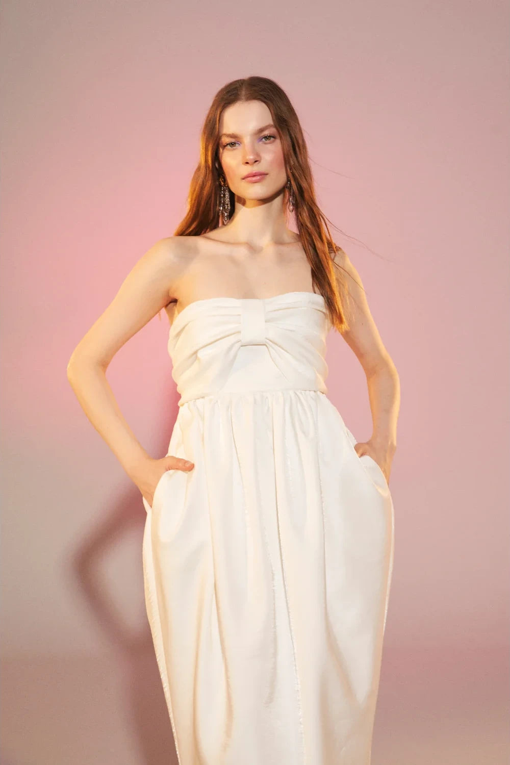 Nazlı Ceren-Jeanne Balon Midi Elbise Blanc De Blanc-Elbise-2-Milagron.com