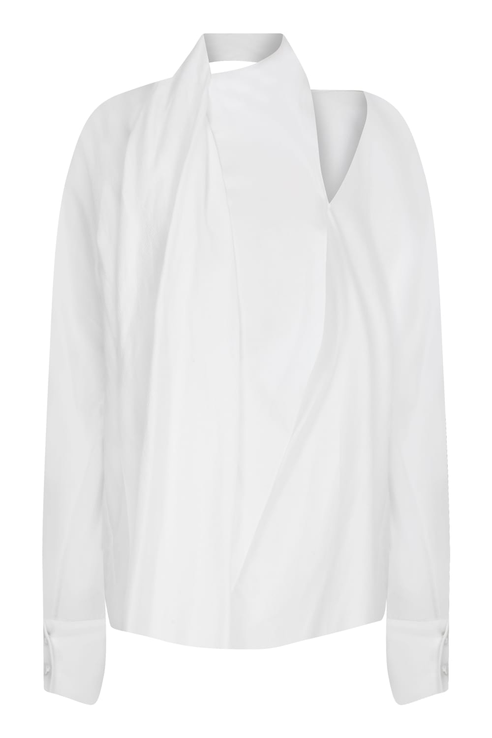 Nazlı Ceren-Jill Asimetrik Omuz Detaylı Koton Bluz White-Bluz-1-Milagron.com