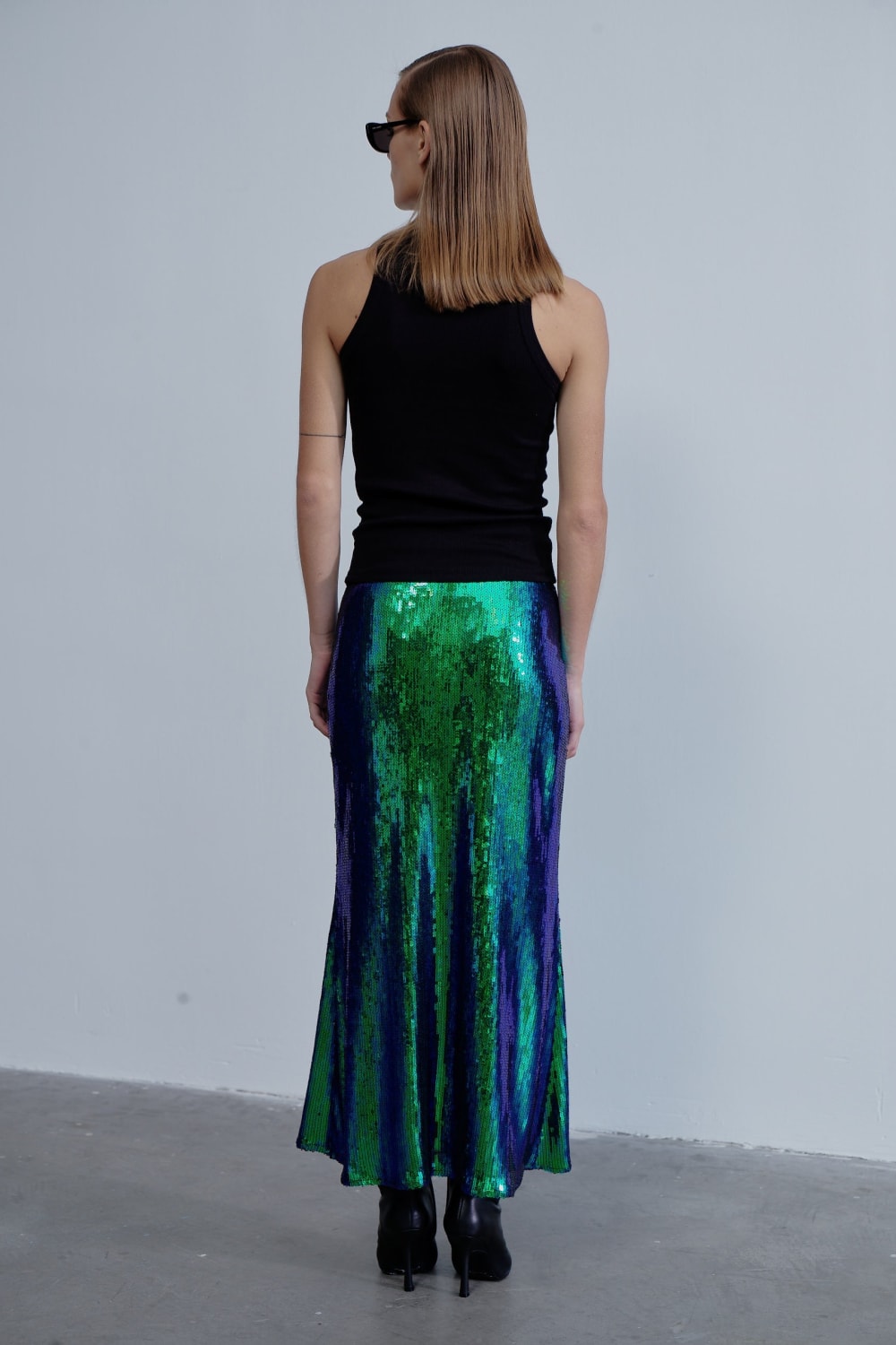 Nazlı Ceren-Joelle Payetli Maxi Etek Océan Bleu-Etek-2-Milagron.com