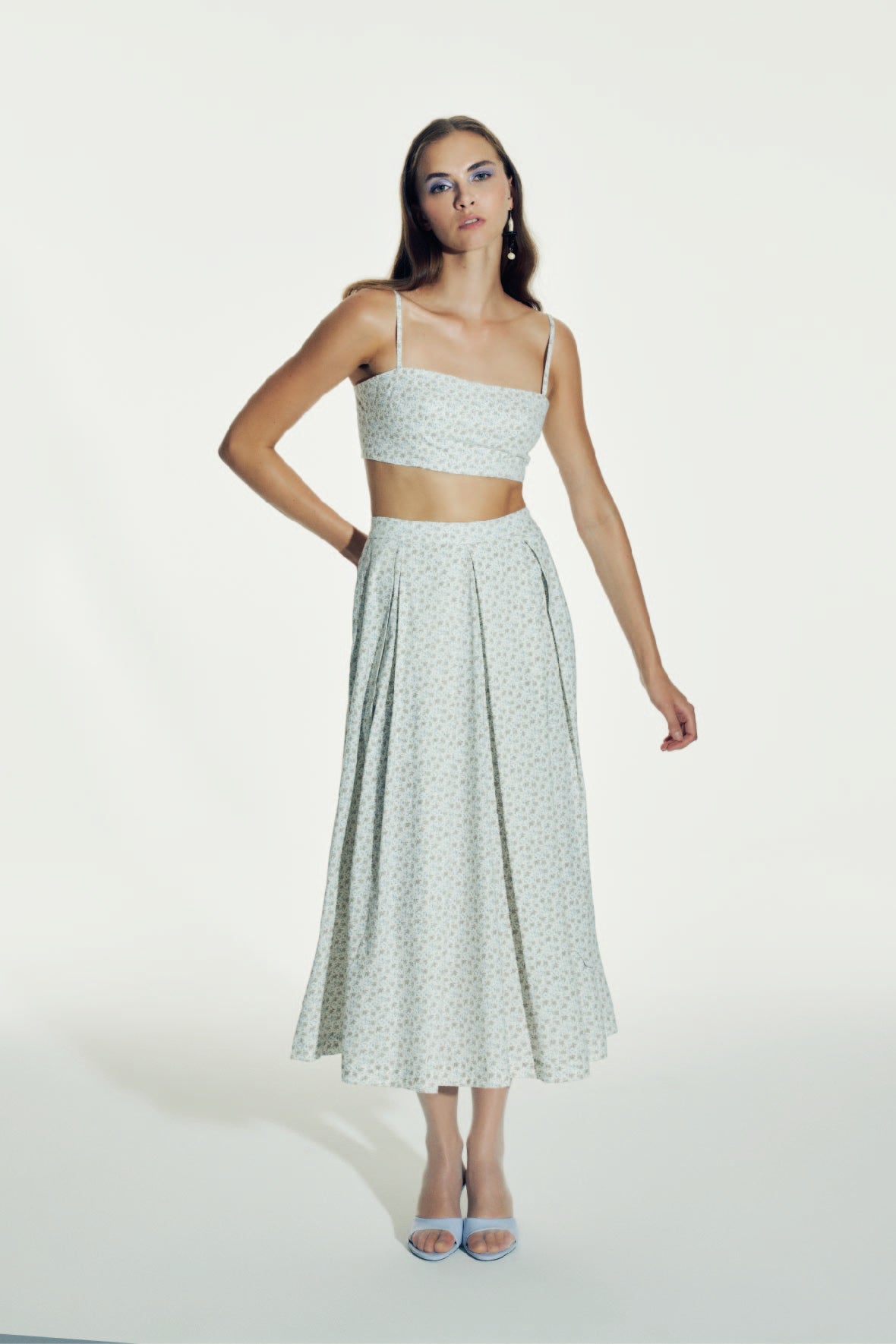 Nazlı Ceren-June Koton Midi Etek Cannoli Cream-Etek-3-Milagron.com