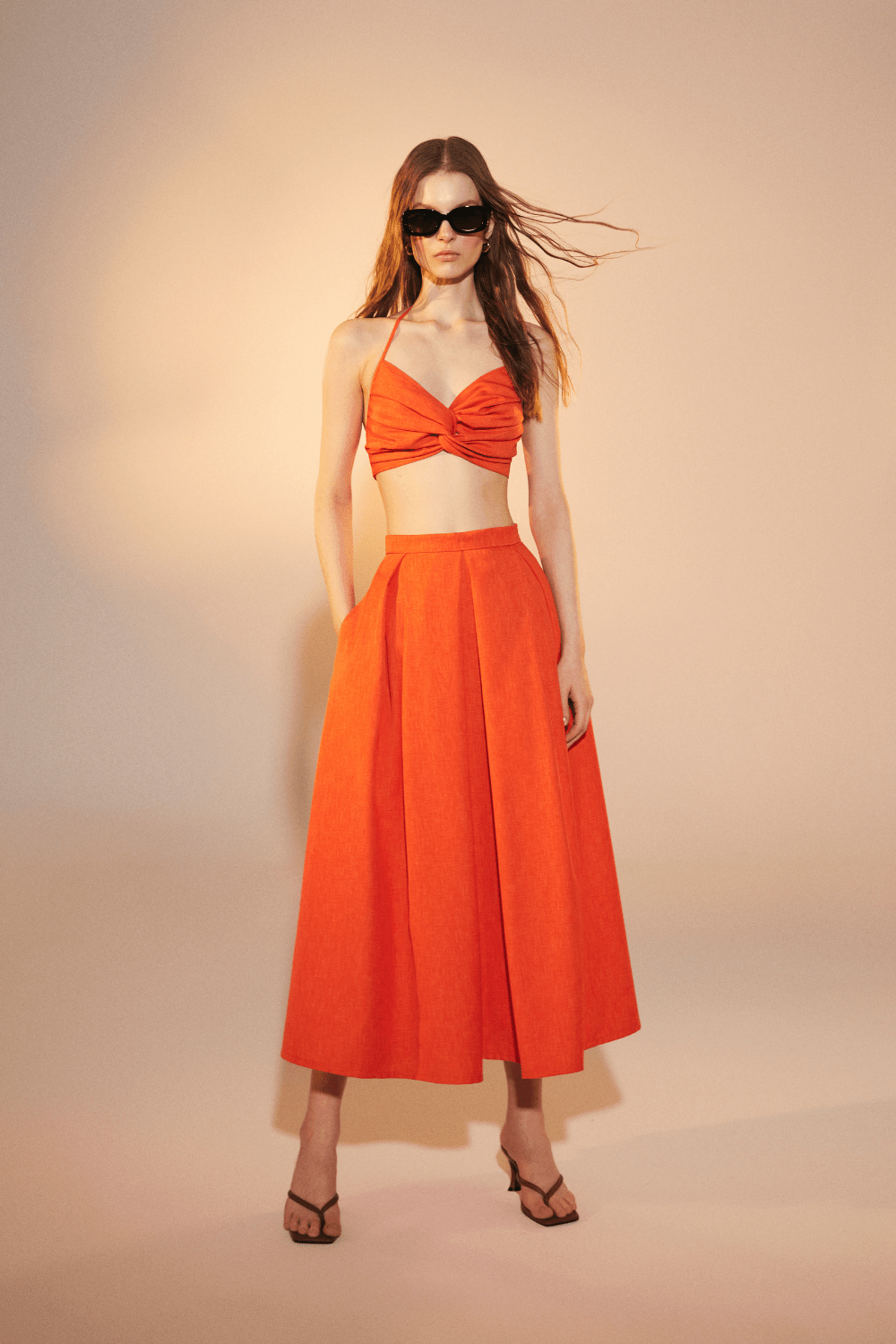 Nazlı Ceren-June Midi Etek Spicy Orange-Etek-1-Milagron.com