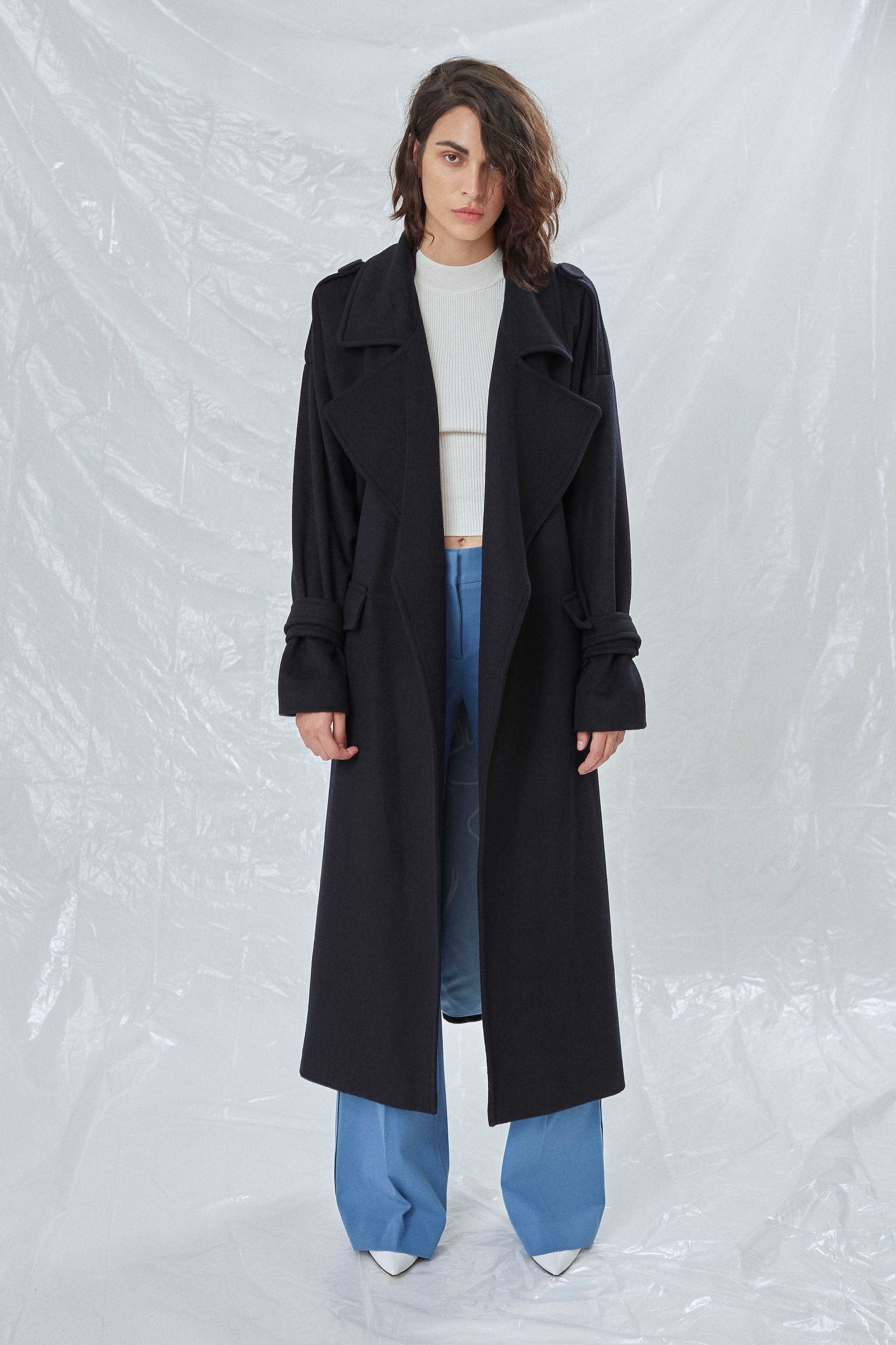 Laura Oversized Kaşmir Palto Lacivert