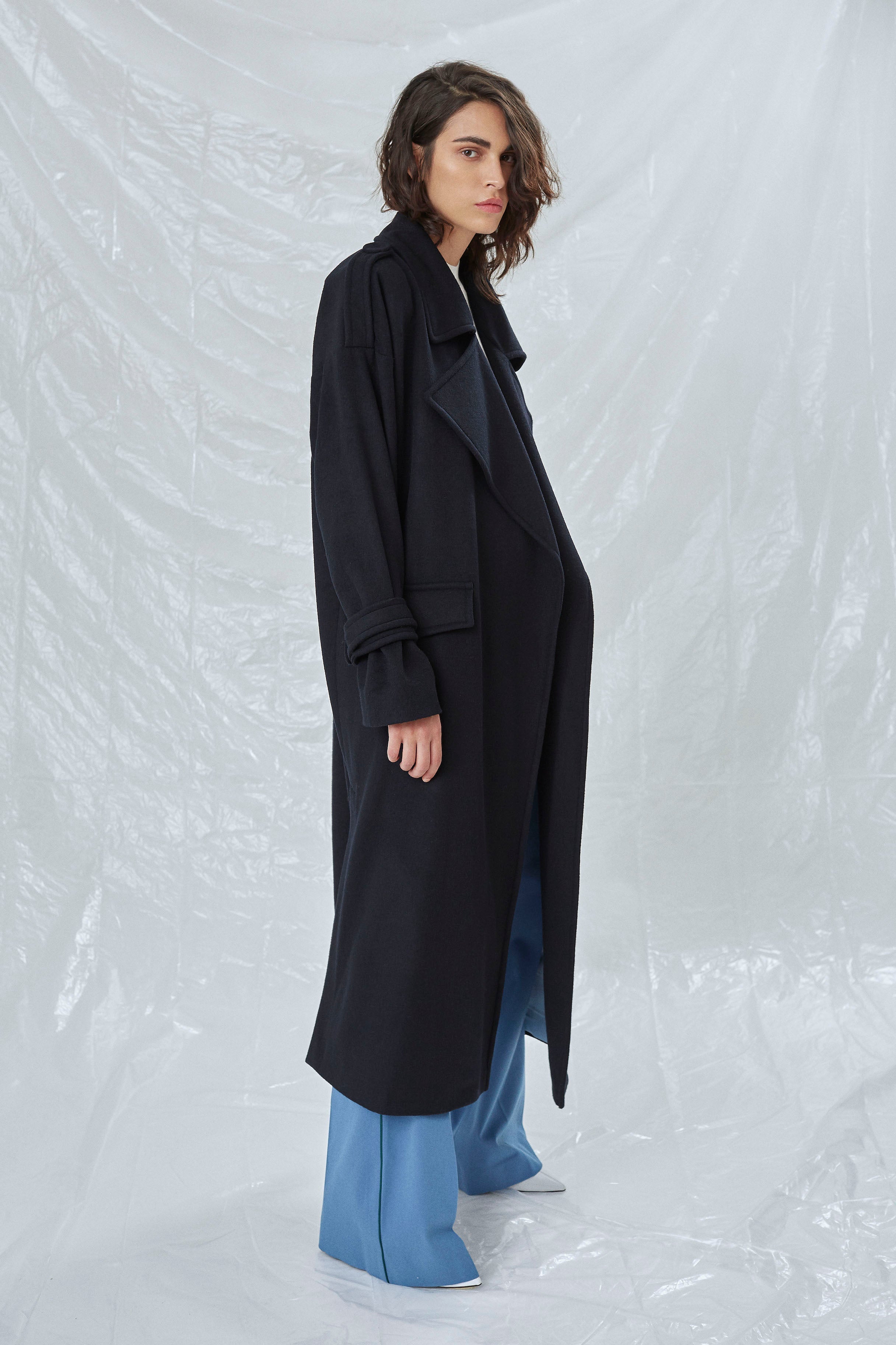 Laura Oversized Kaşmir Palto Lacivert