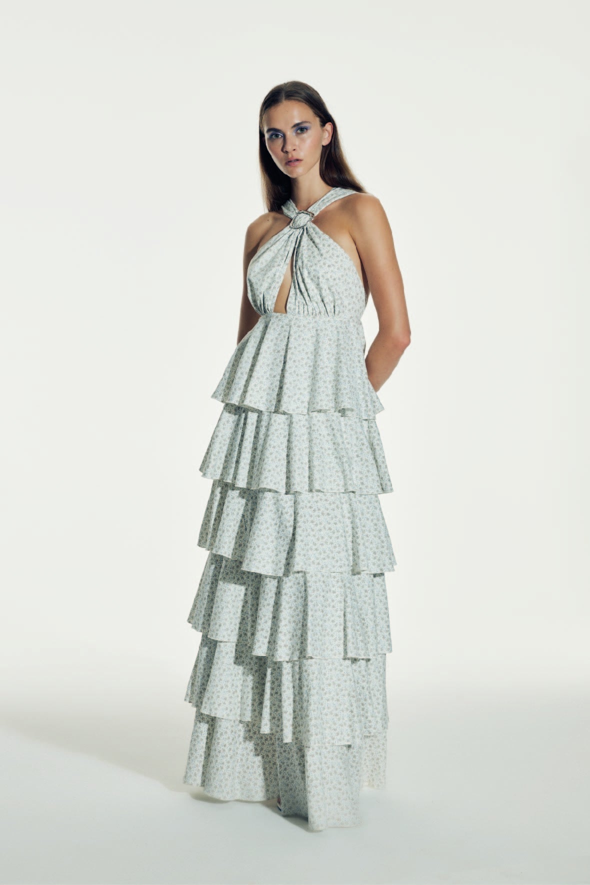 Nazlı Ceren-Laurel Koton Uzun Elbise Cannoli Cream-Elbise-7-Milagron.com