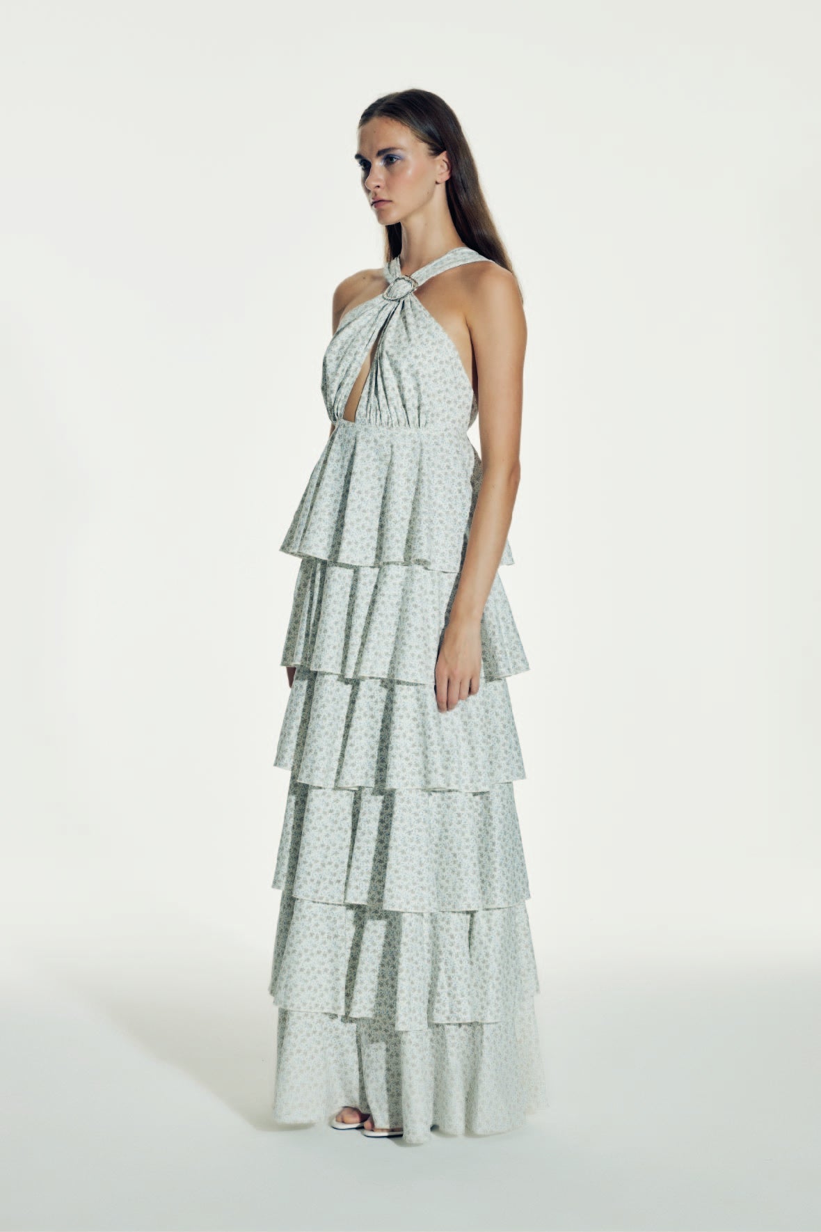 Nazlı Ceren-Laurel Koton Uzun Elbise Cannoli Cream-Elbise-9-Milagron.com