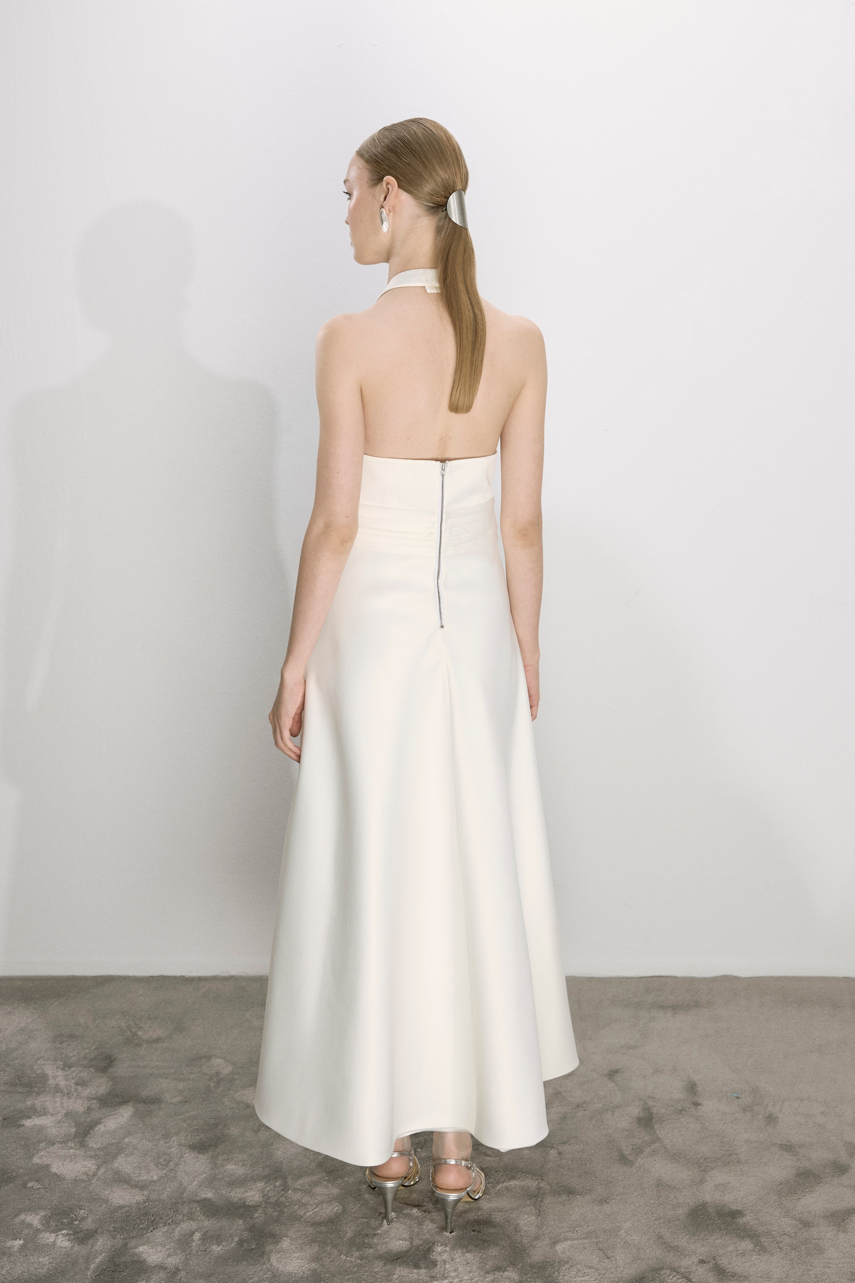 Nazlı Ceren-Lauryn Midi Elbise Beyaz-Elbise-6-Milagron.com