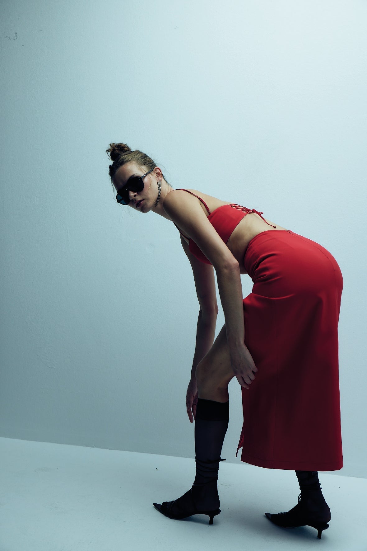 Nazlı Ceren-Lea Krep Maksi Etek Paprika Red-Etek-8-Milagron.com