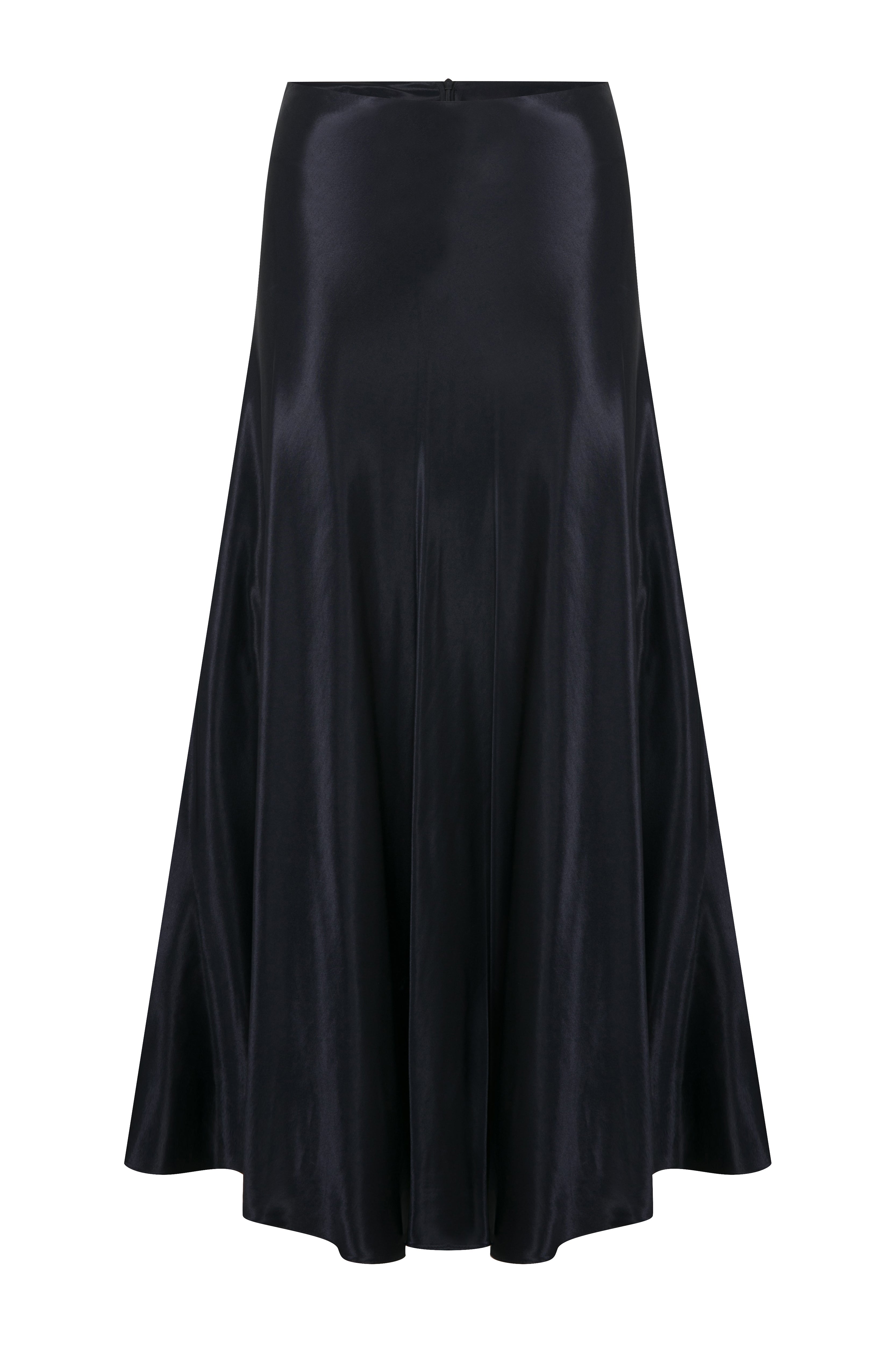 Nazlı Ceren-Lia Saten Maksi Etek Black-Etek-1-Milagron.com