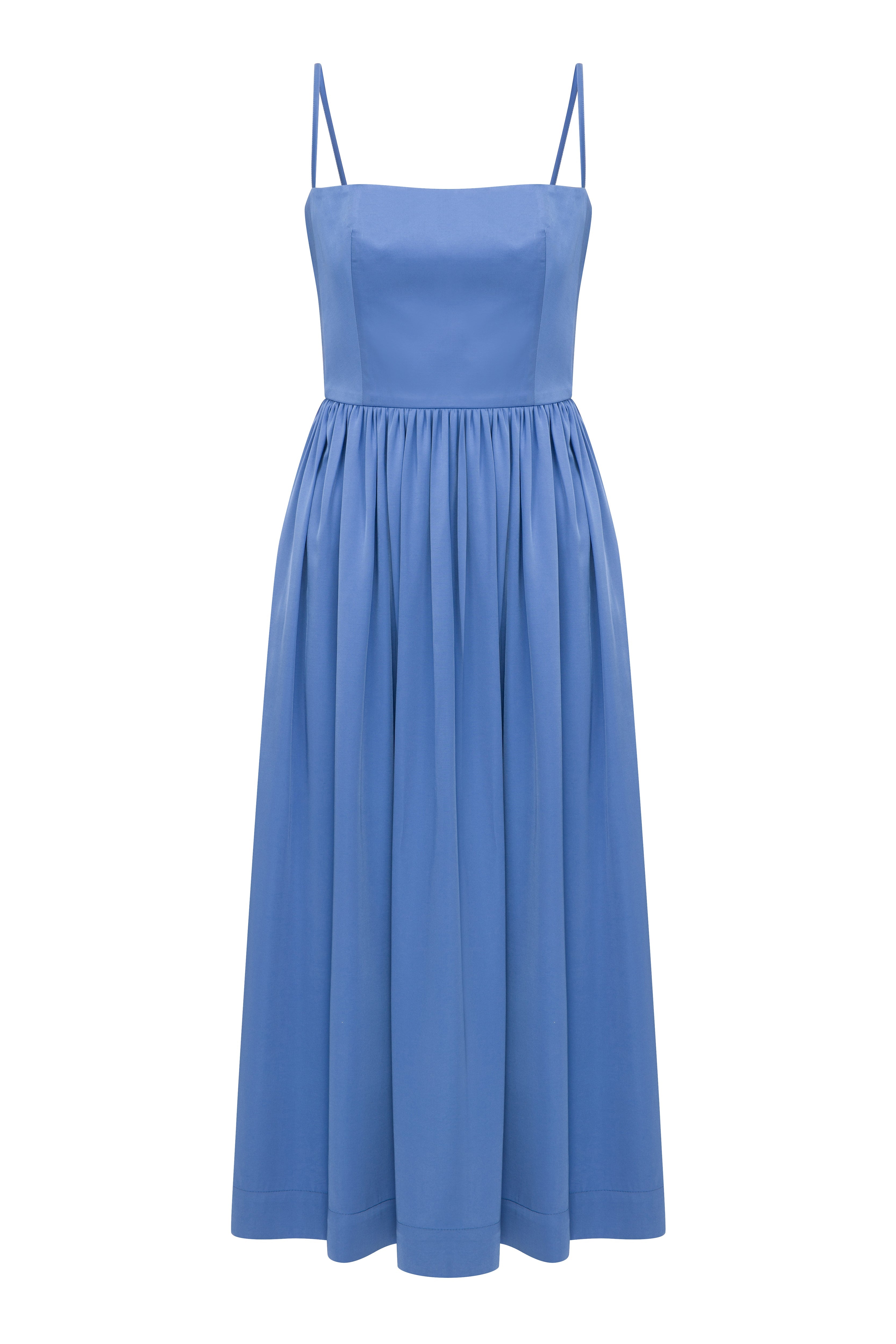 Nazlı Ceren-Liette Saten Midi Elbise Ultramarine-Elbise-1-Milagron.com