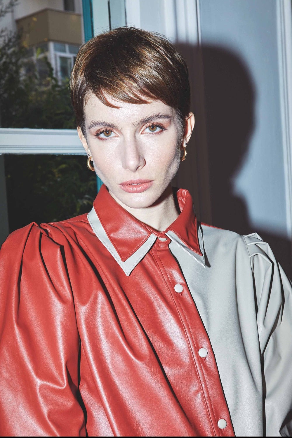 Nazlı Ceren-Mara Asimetrik Vegan Deri Gömlek-Gömlek-2-Milagron.com