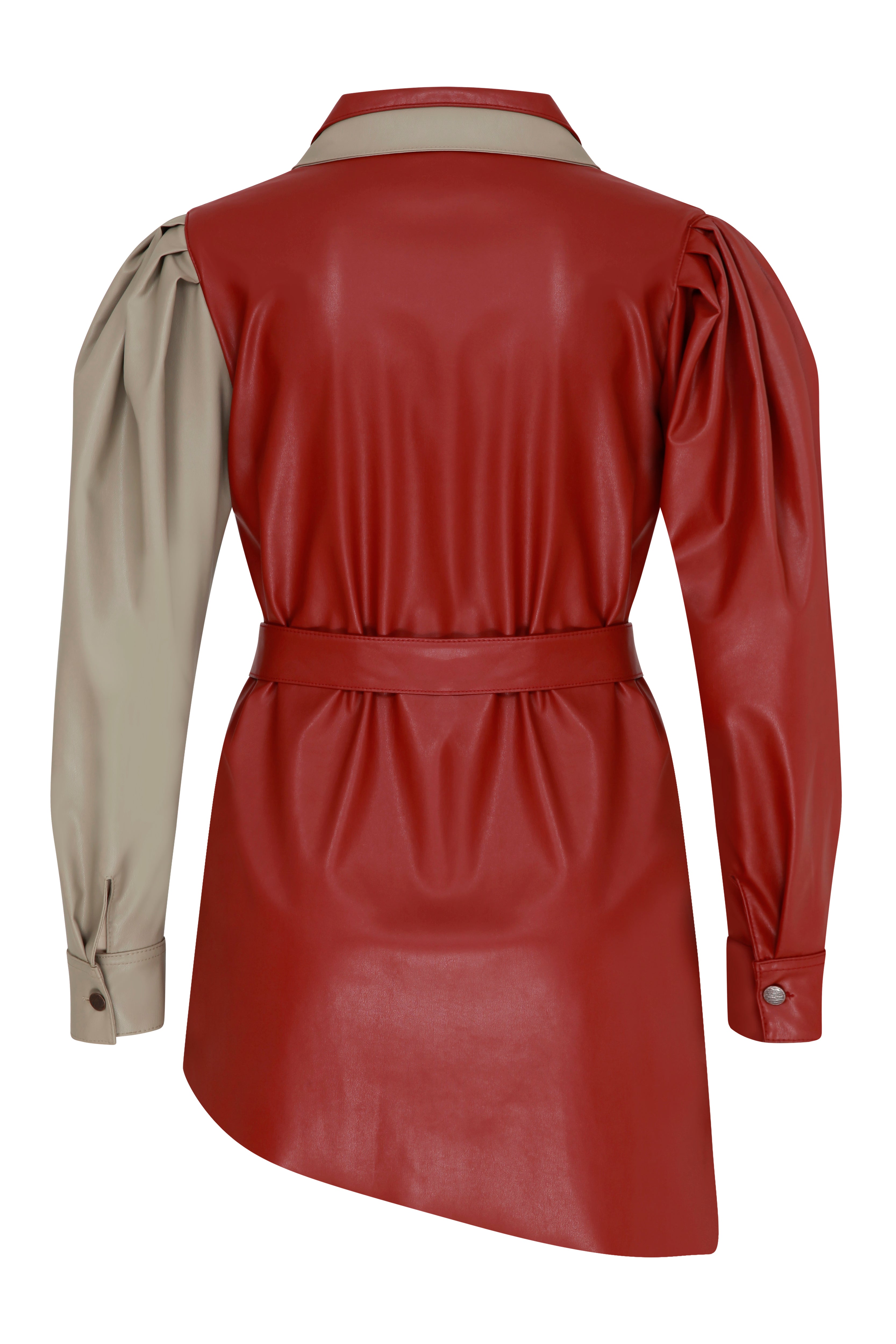 Nazlı Ceren-Mara Asimetrik Vegan Deri Gömlek-Gömlek-5-Milagron.com