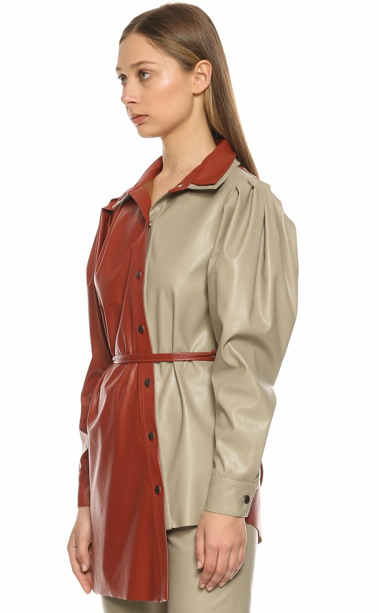 Nazlı Ceren-Mara Asimetrik Vegan Deri Gömlek-Gömlek-8-Milagron.com