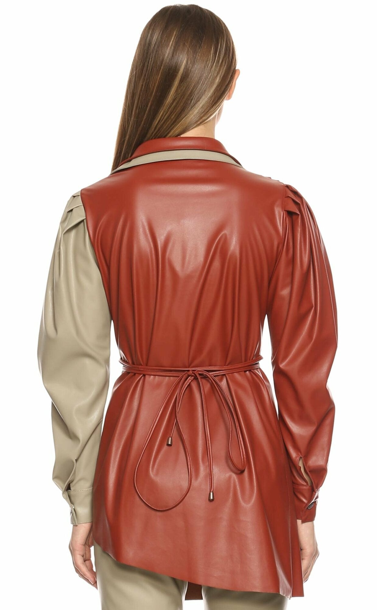 Nazlı Ceren-Mara Asimetrik Vegan Deri Gömlek-Gömlek-9-Milagron.com