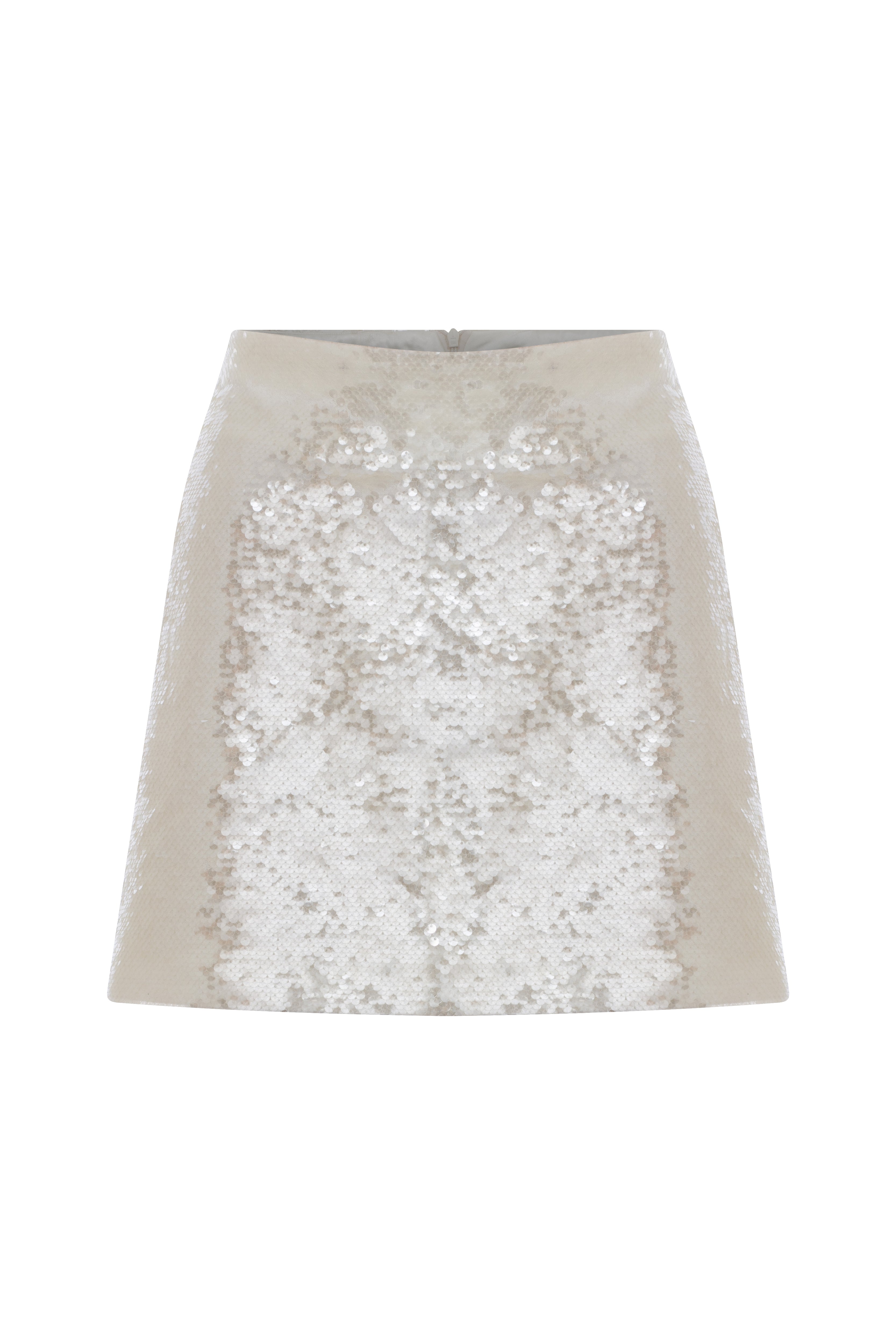 Nazlı Ceren-Marde Ekru Payetli Mini Etek-Etek-5-Milagron.com