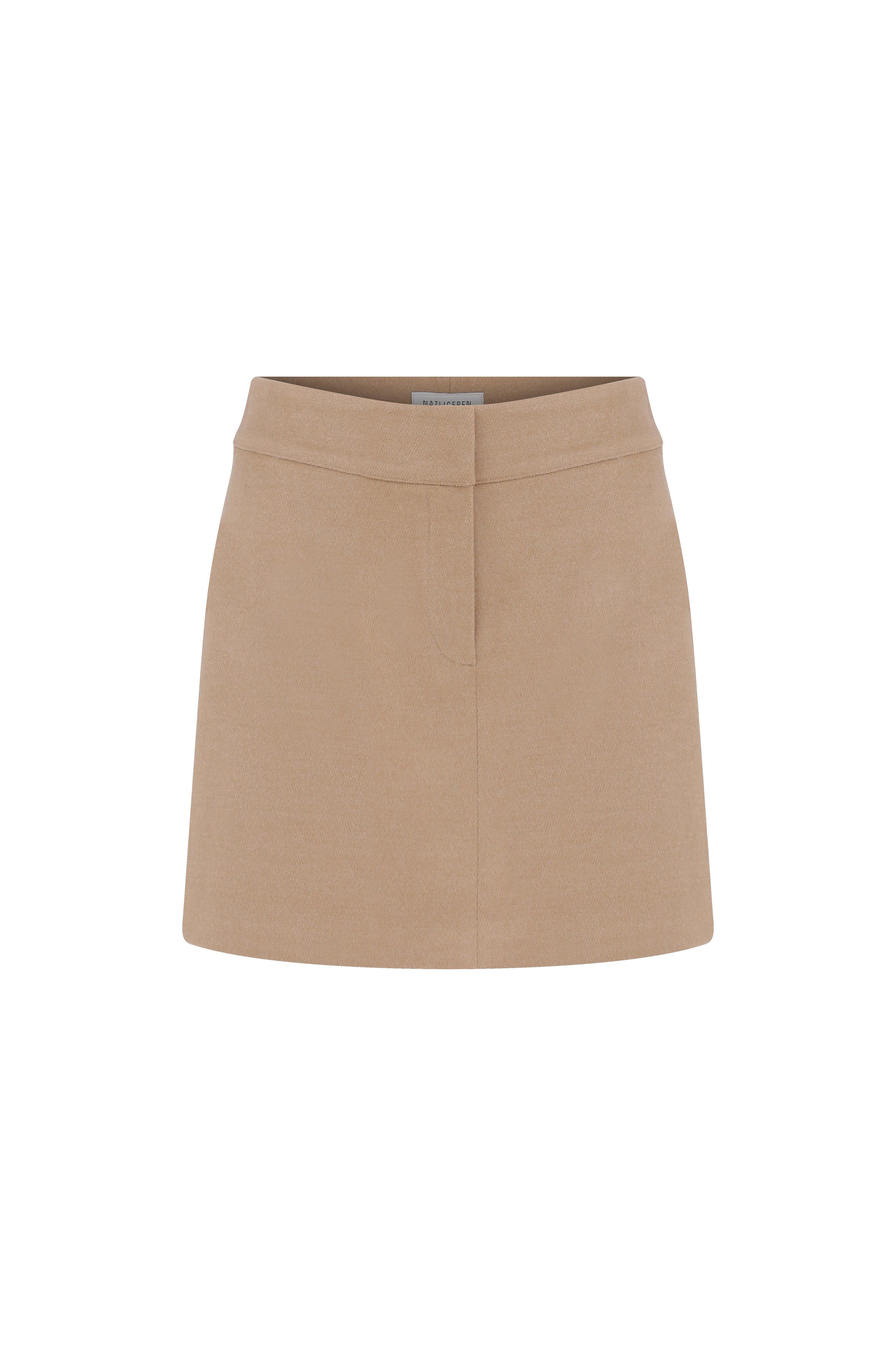 Nazlı Ceren-Marde Yün Mini Etek Kahverengi-Etek-1-Milagron.com