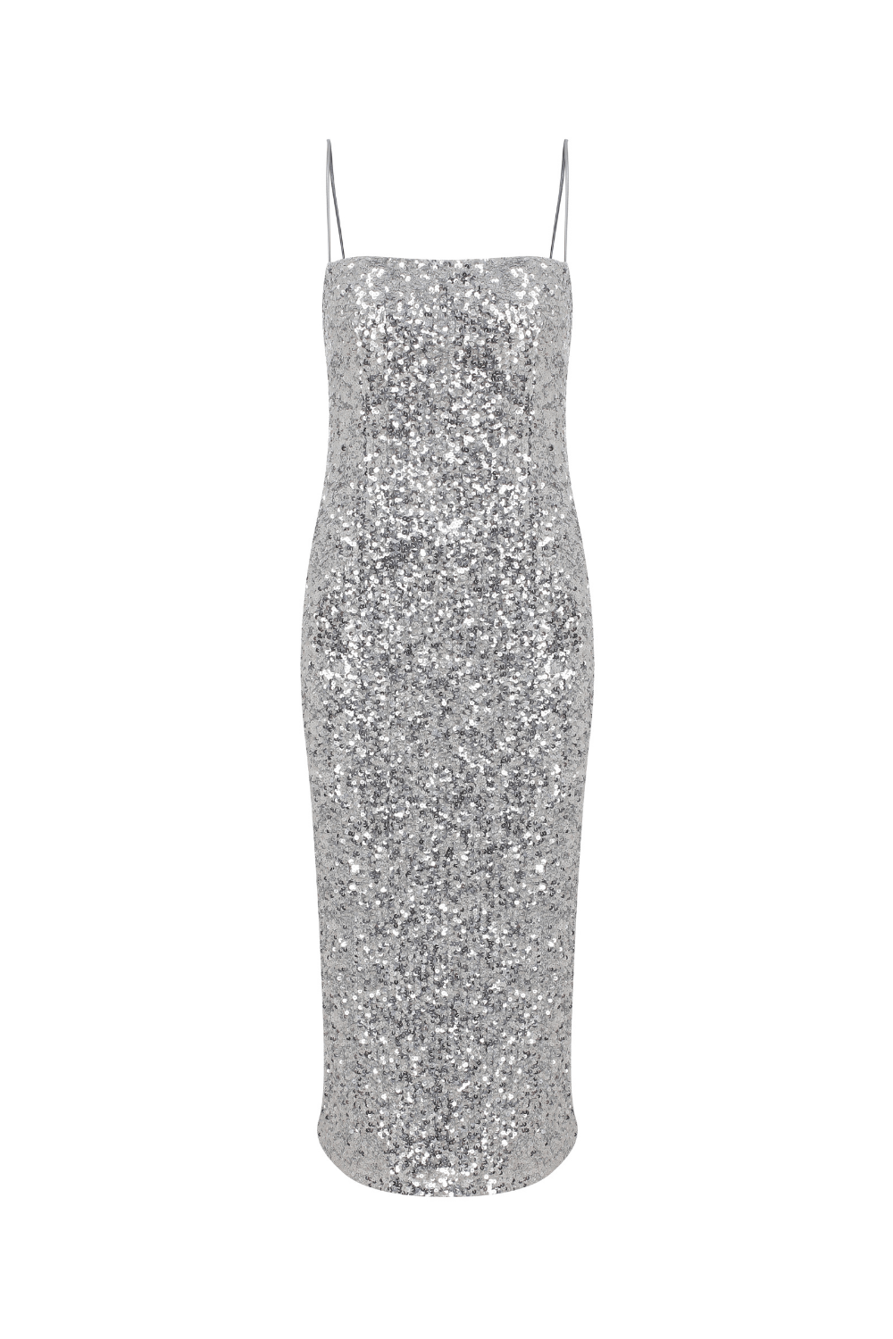 Nazlı Ceren-Miles Payetli Midi Elbise Silver Burch-Elbise-4-Milagron.com