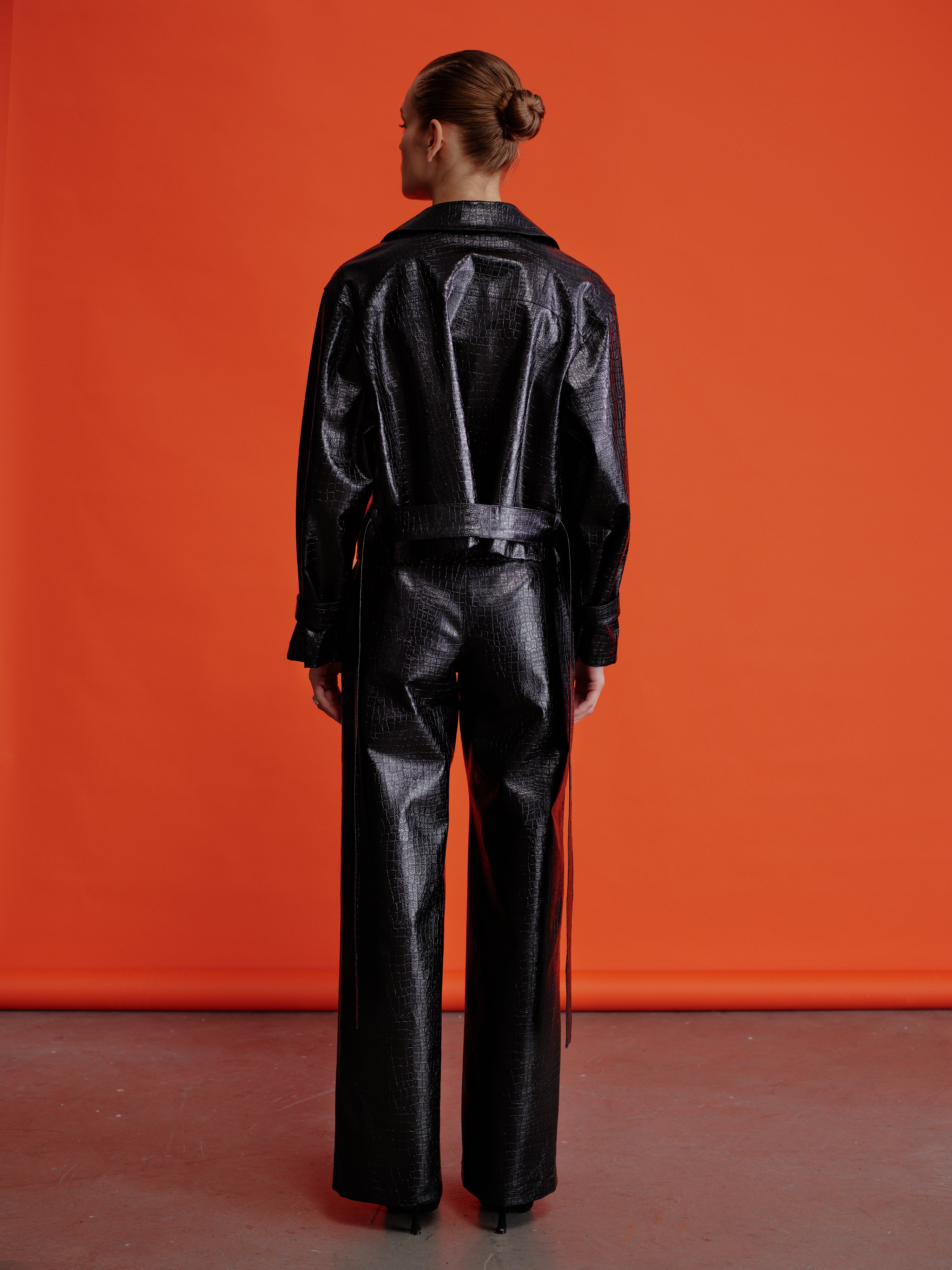 Nazlı Ceren-Millie Düz Kesim Croco Deri Pantolon-Pantolon-3-Milagron.com