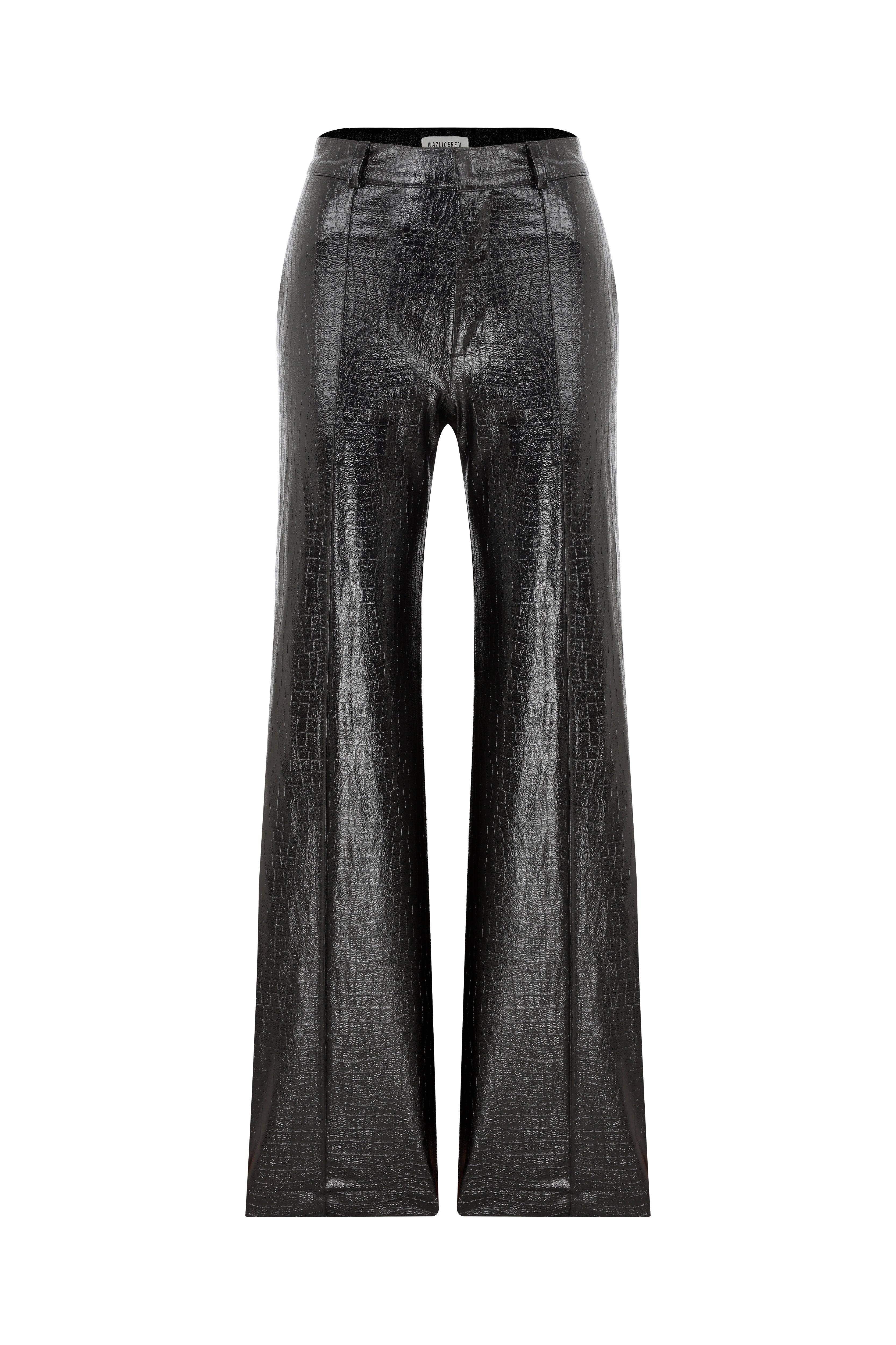 Nazlı Ceren-Millie Düz Kesim Croco Deri Pantolon-Pantolon-4-Milagron.com