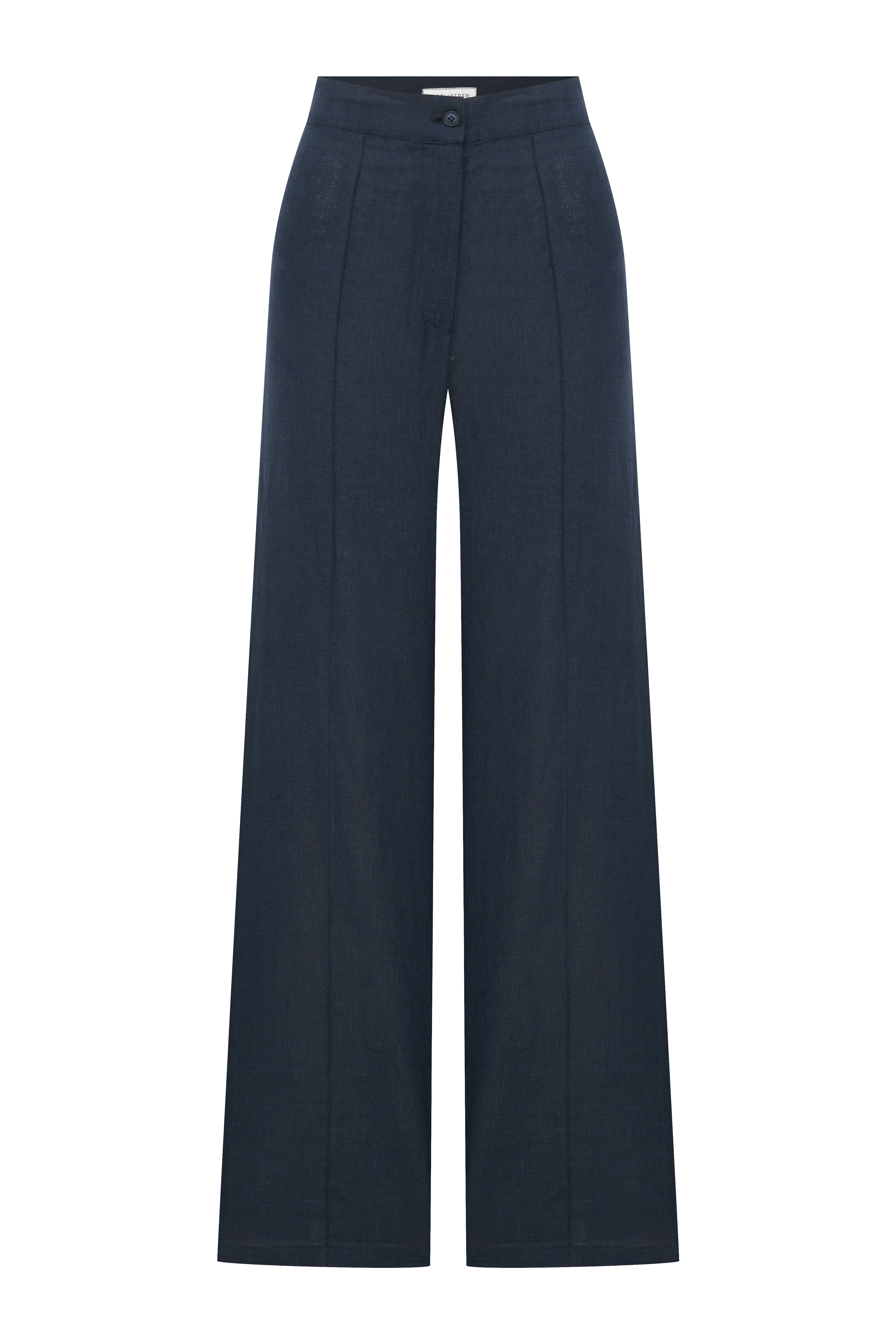 Nazlı Ceren-Millie Keten Pantolon Dark Navy-Pantolon-1-Milagron.com