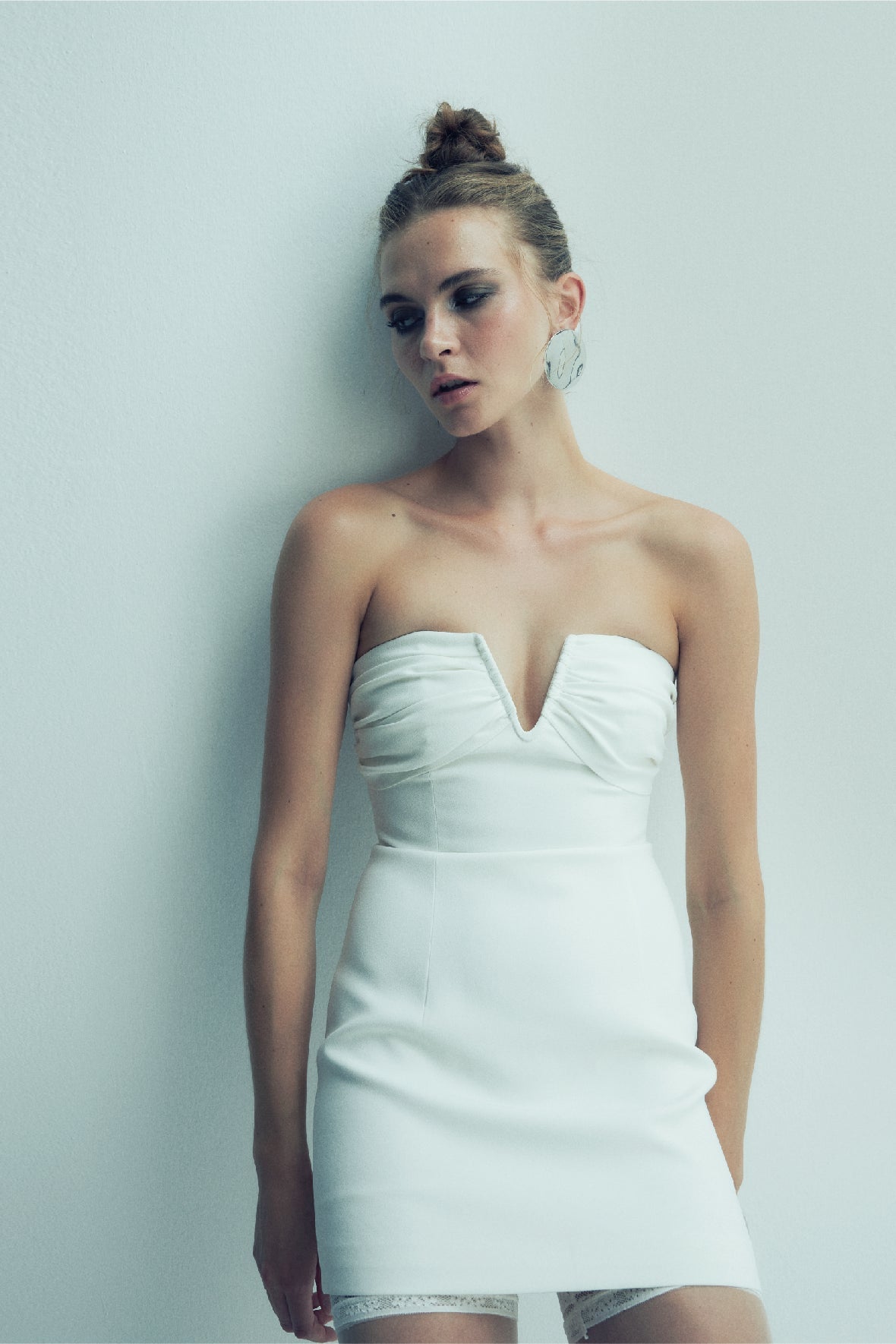 Nazlı Ceren-Miora Krep Mini Elbise Vanilla Ice-Elbise-4-Milagron.com