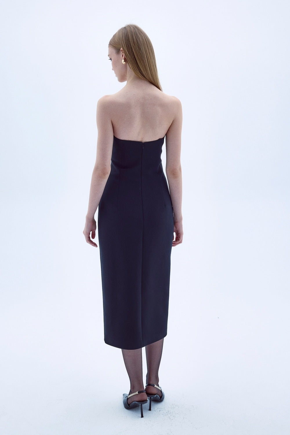 Nazlı Ceren-Miora Midi Krep Elbise Siyah-Elbise-7-Milagron.com