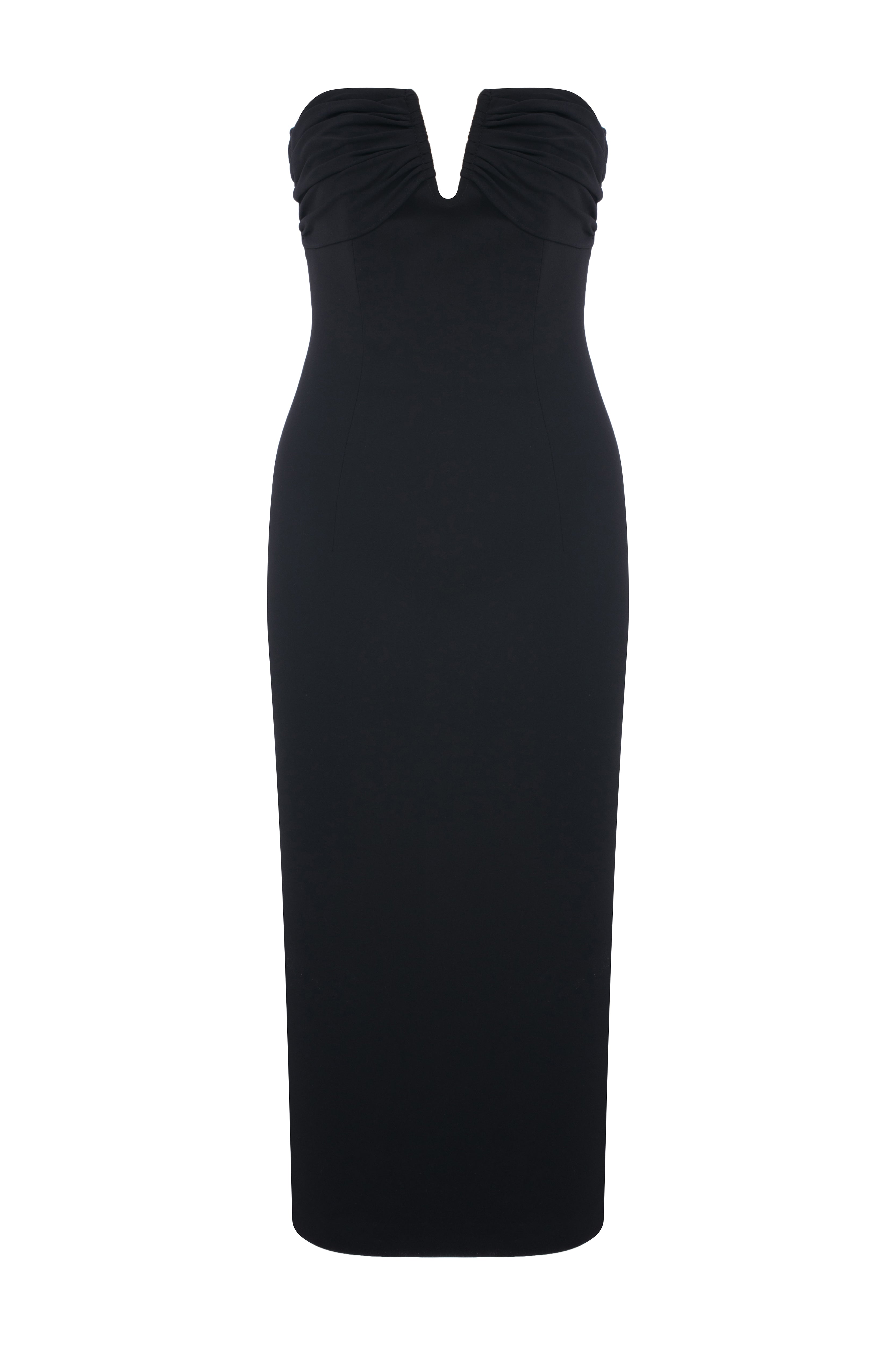 Nazlı Ceren-Miora Midi Krep Elbise Siyah-Elbise-8-Milagron.com