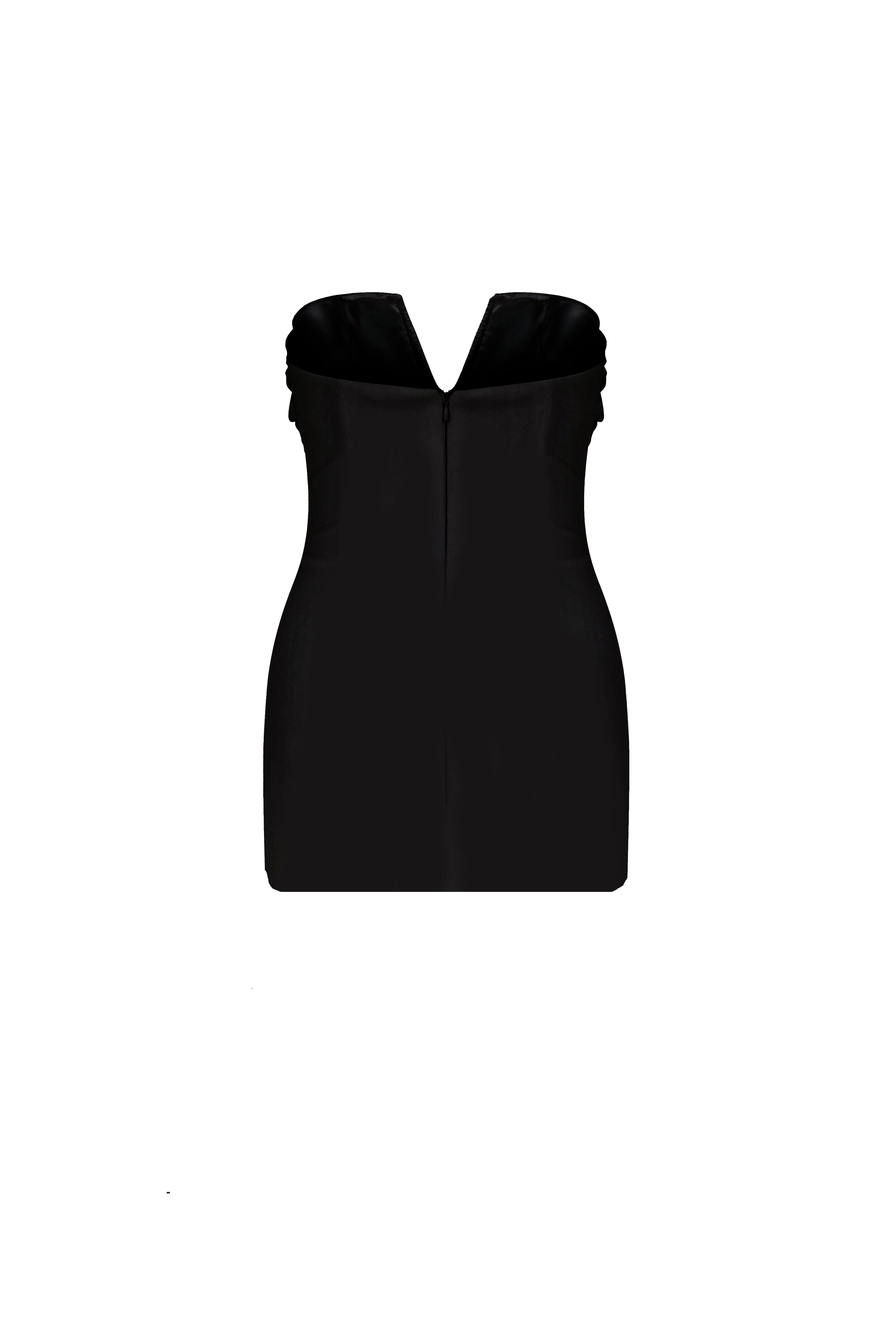 Nazlı Ceren-Miora Mini Krep Elbise Siyah-Elbise-8-Milagron.com