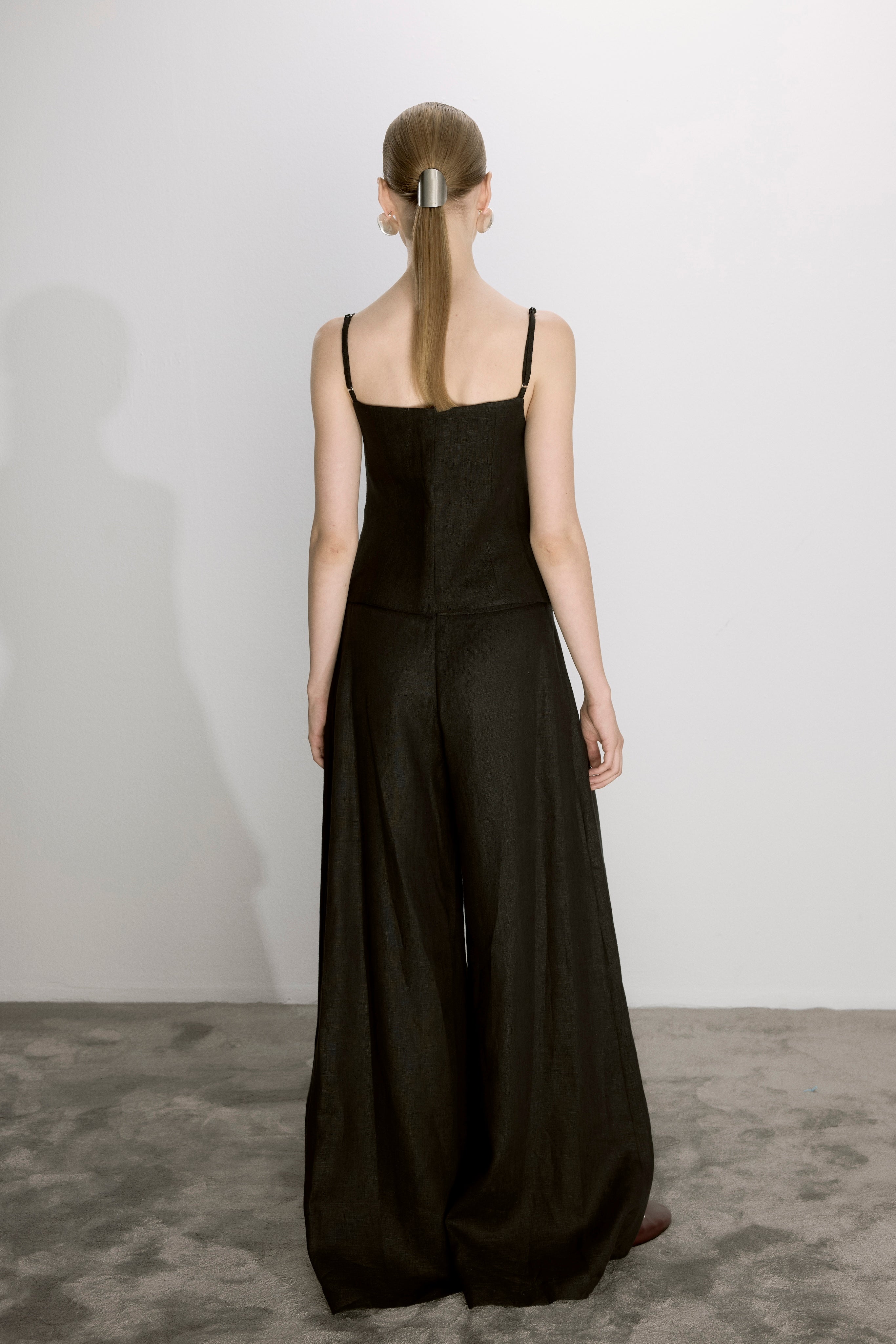 Nazlı Ceren-Mui Keten Pantolon Siyah-Pantolon-5-Milagron.com